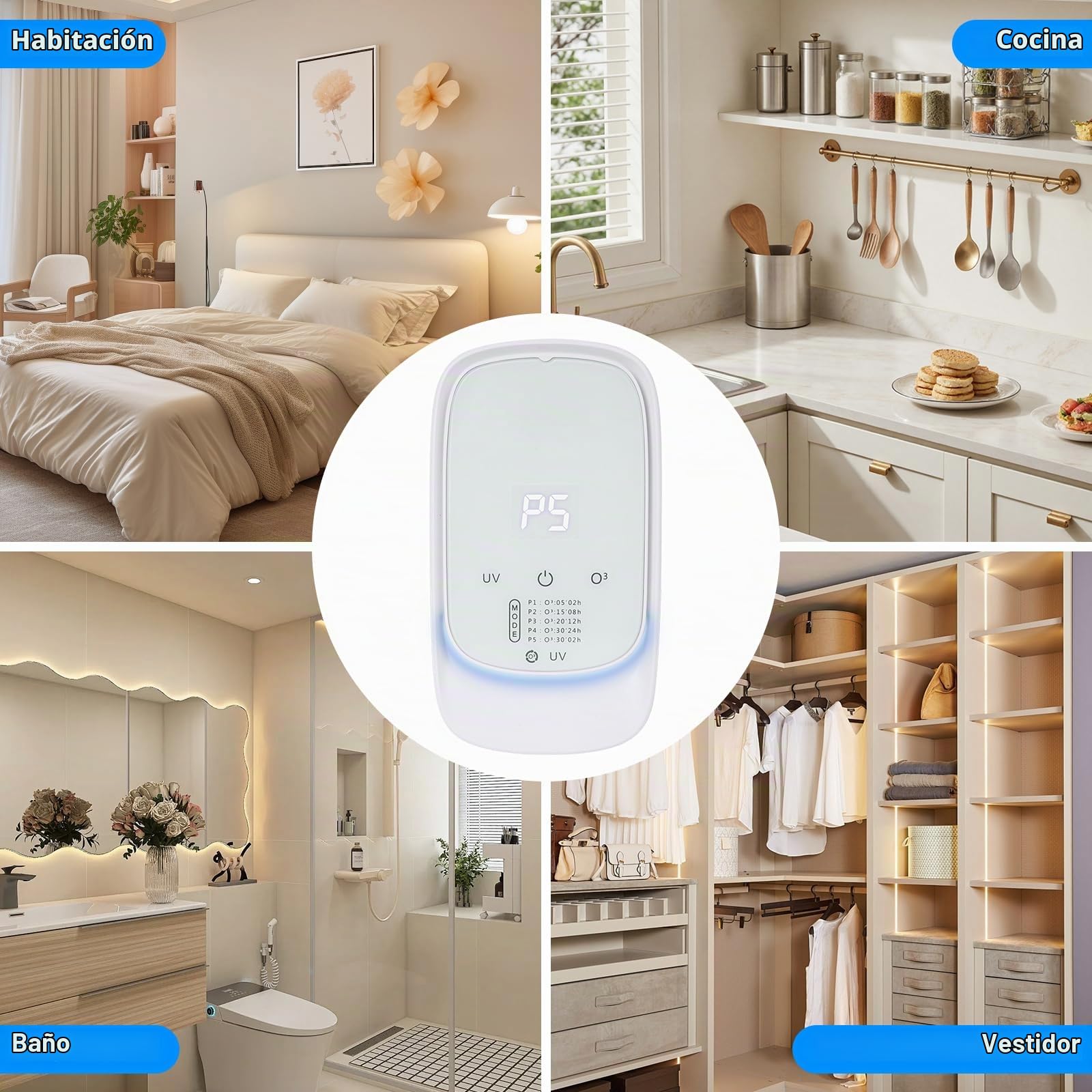 HOSSOM Generador de ozono Purificador de aire, Air Purifier con Aromaterapia, Esterilizador asesino de olores, Generador de ozono para hogar para baño, cocina, humo, mascotas y formaldehído