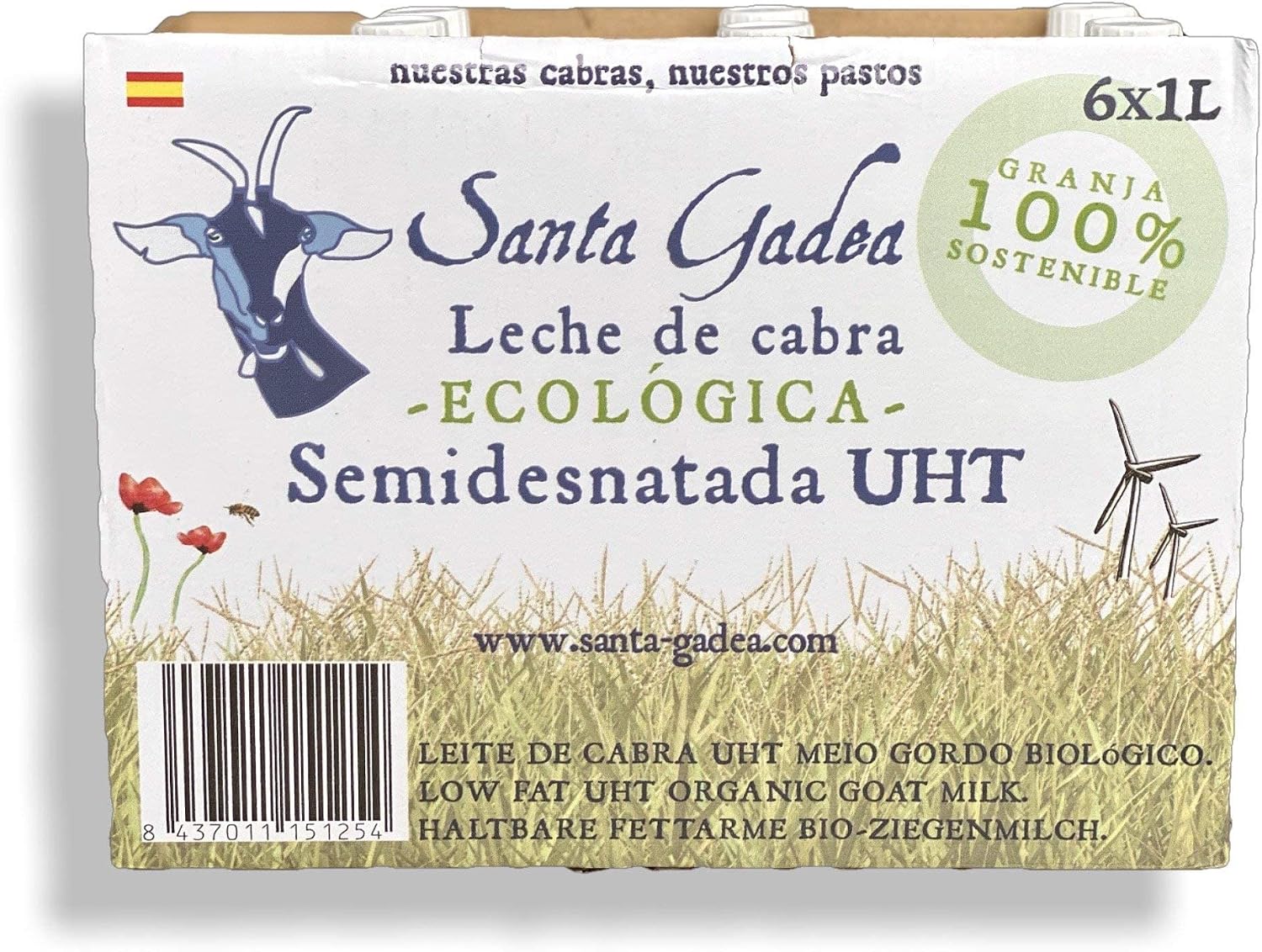 Leche de Cabra Ecológica 6 Litros - Santa Gadea | Semidesnatada, Suave y Sostenible | Ganadería Propia en España - Imagen 3