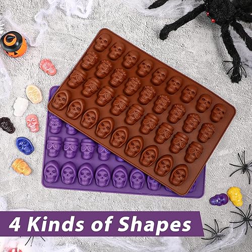 Miniatura 3 de Webake Molde de caramelo de calavera gomosa, 36 cavidades de calavera de Halloween, molde de silicona para caramelos, chocolate, dulces, gelatina,