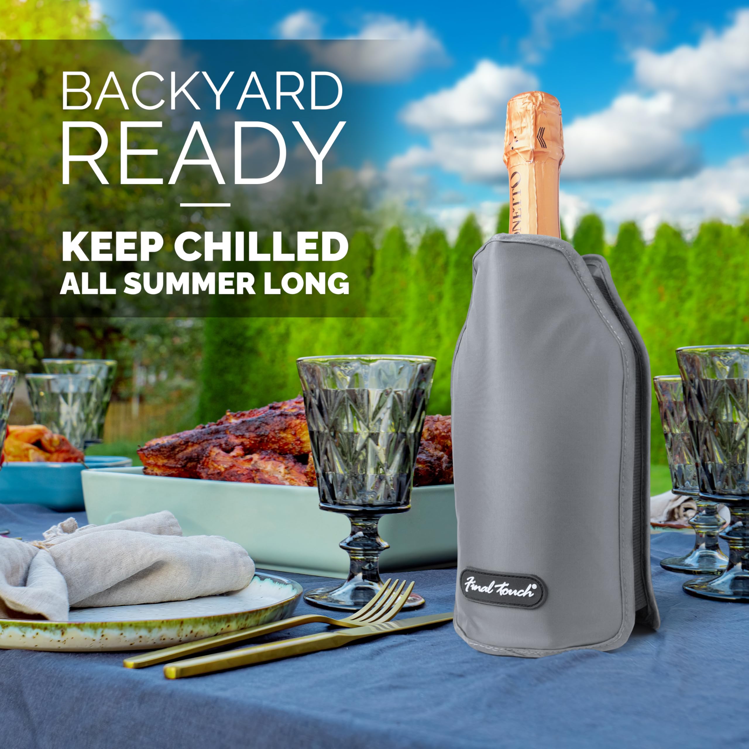 Final Touch Wine Bottle Cooler Sleeve - Grey (FTC8-01), Gray