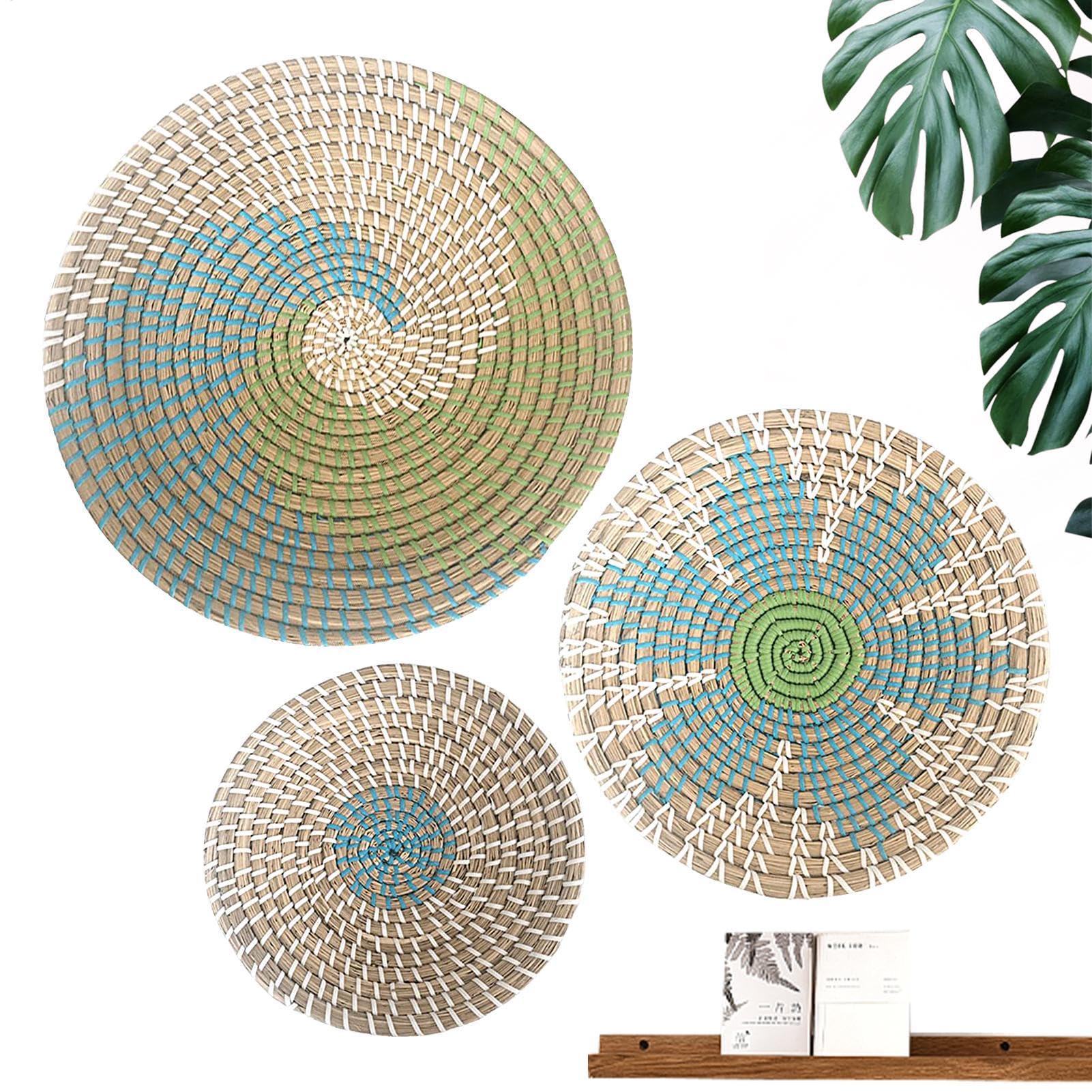 Decoración de pared tejida a mano en fibra vegetal con diseño rústico exclusivo