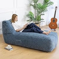 DuskSnug Giant Memory Foam Bean Bag Lounger Chair for Adults - Soft Plush Faux Fur, Bluegrey, Living Room & Bedroom Essential