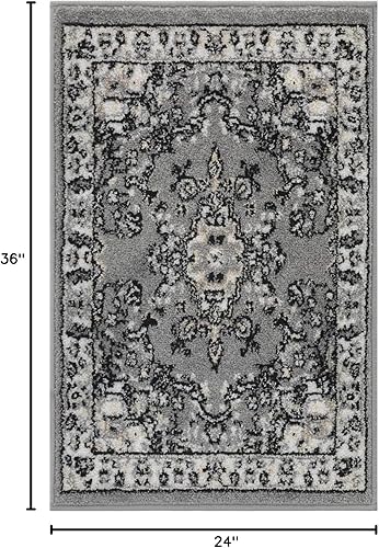 Vista 124 de Antep Rugs - Alfombra oriental de 6x9 con medallón tradicional para interior Siesta (beige negro, 6 pies 7 pulgadas x 9 pies)