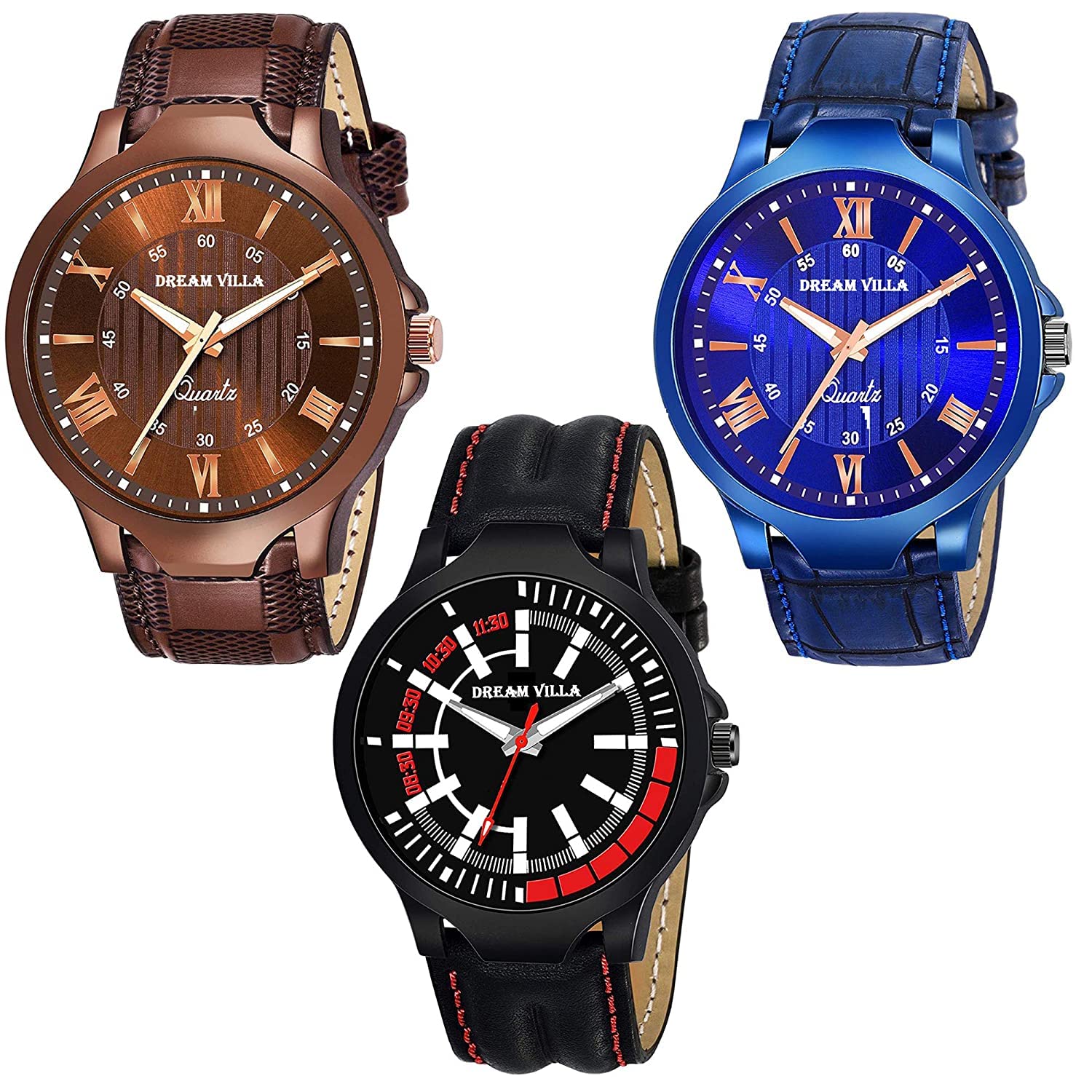 casera Analog Multi Color Leathers Strap Pack of 3 Wrist Watch for Men Watch (B08P8VWKSL) Amazon Price History, Amazon Price Tracker