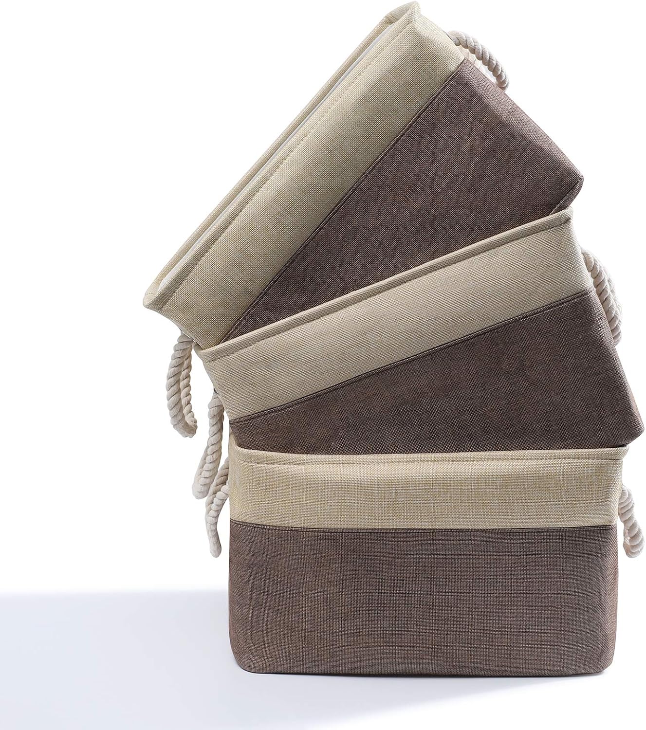 3 Pack Storage Basket Bins Foldable Shelf Basket Rectangular Fabric Organizer Bin Laundry Hampers Baskets for Nursery, Toys, Home Closet, Laundry15 x 11 x 9.8 in (Coffee)