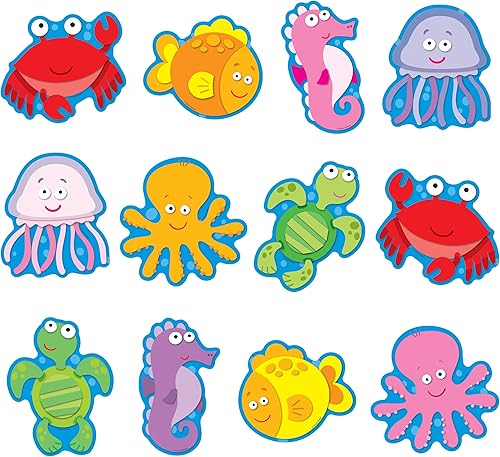 Miniatura 9 de Carson Dellosa - 150 piezas de animales del zoológico y amigos, insectos, criaturas marinas, decoración temática de granja y selva para tablón de