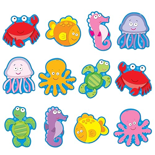 Carson Dellosa 36-Piece Sea Creatures Cut Outs, Colorful Cardstock Fish