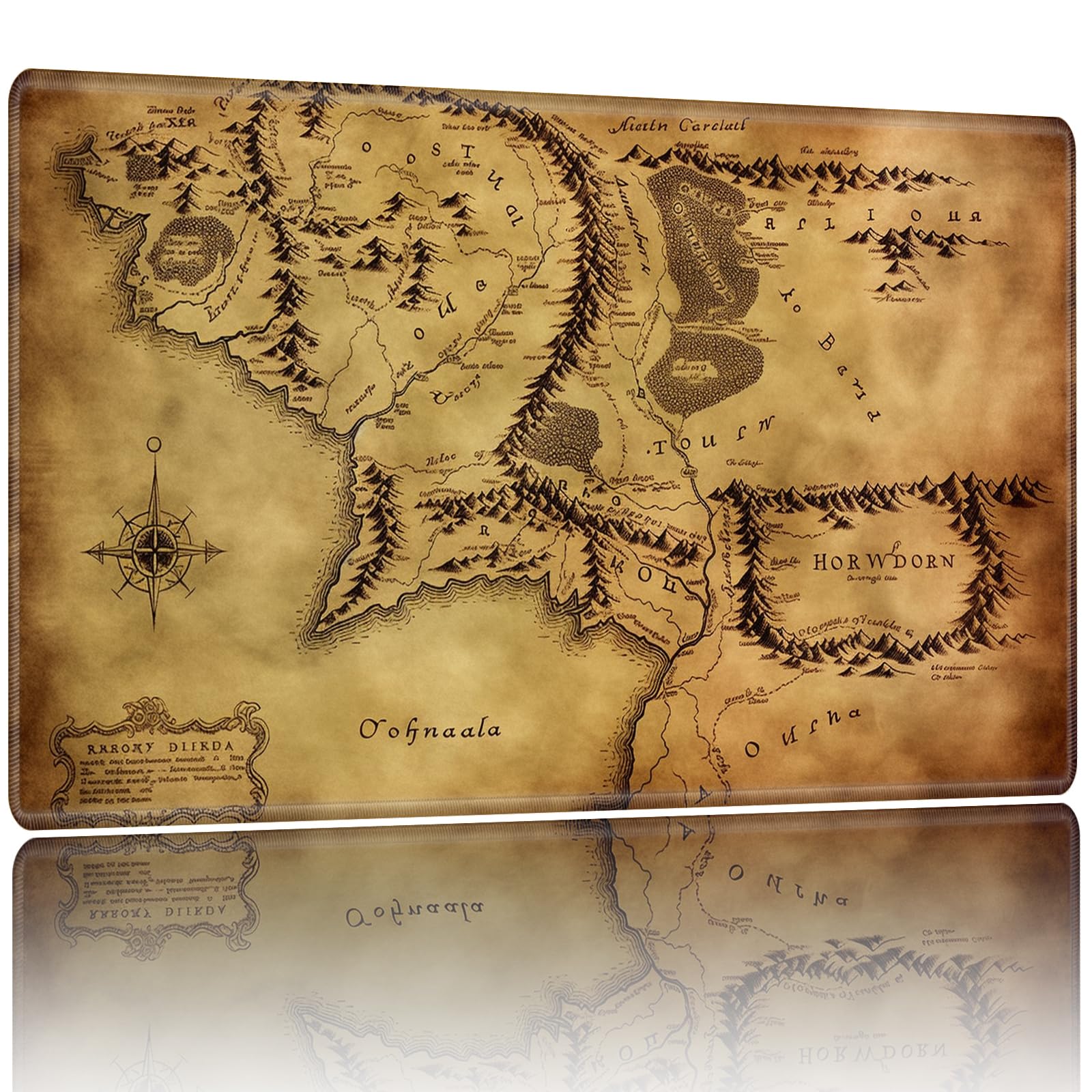 Playmat for MTG, Game Mat 24 x 14 Inches, Non-Slip Rubber Backing TCG and Board Game for Cards, Mousepad Desk - Retro Map