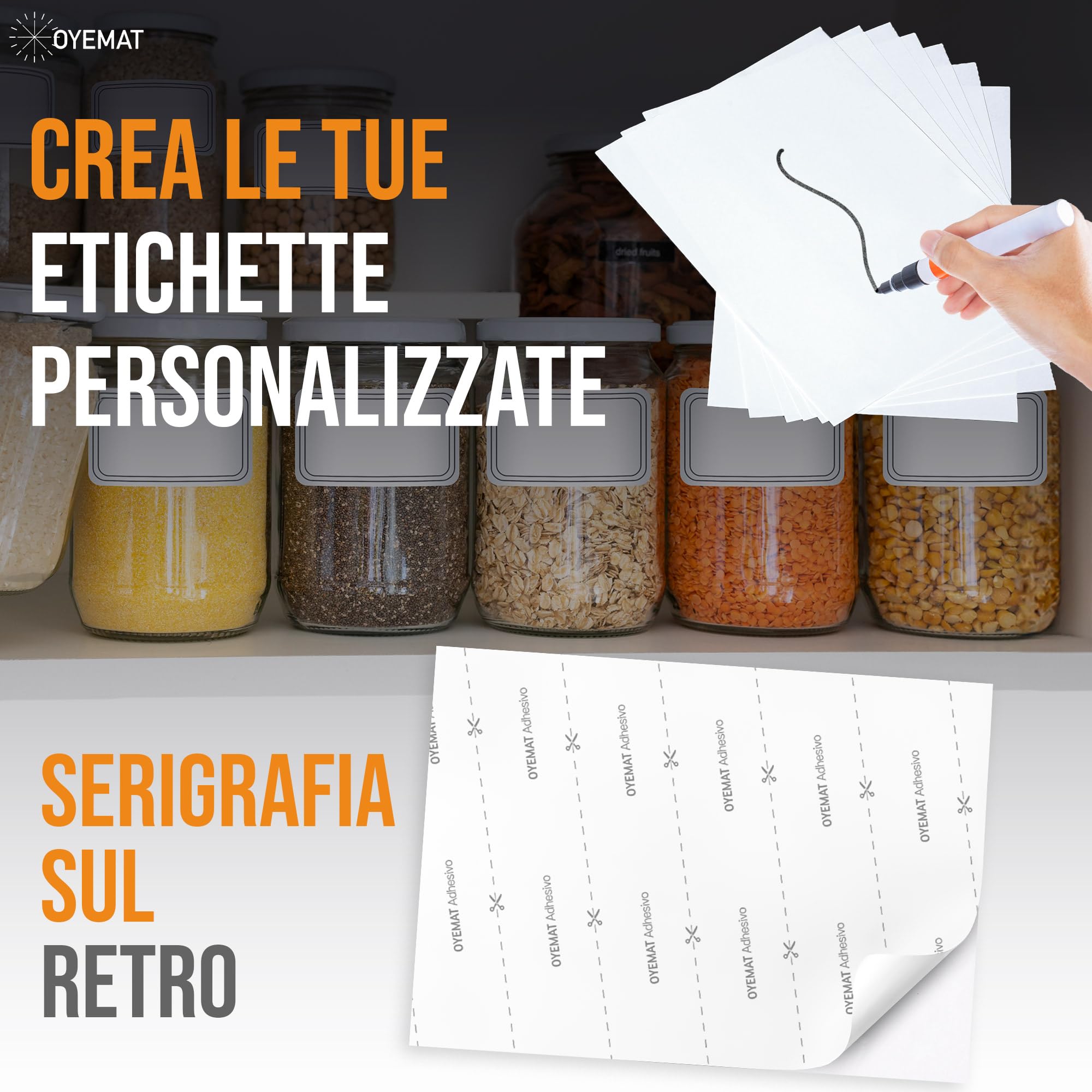Carta Adesiva A4 50 Fogli 297x210 mm Etichette Stampabili per Stampanti Laser e Getto d'Inchiostro