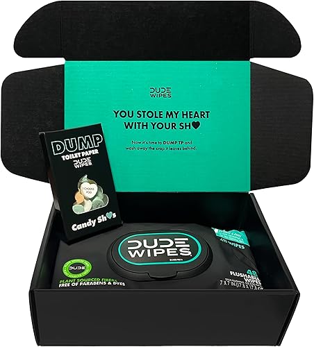 DUDE Wipes Conversation Hearts - Paquete de dulces de regalo para él con 1 paquete de 48 toallitas desechables Mint Chill - Regalo del día de San