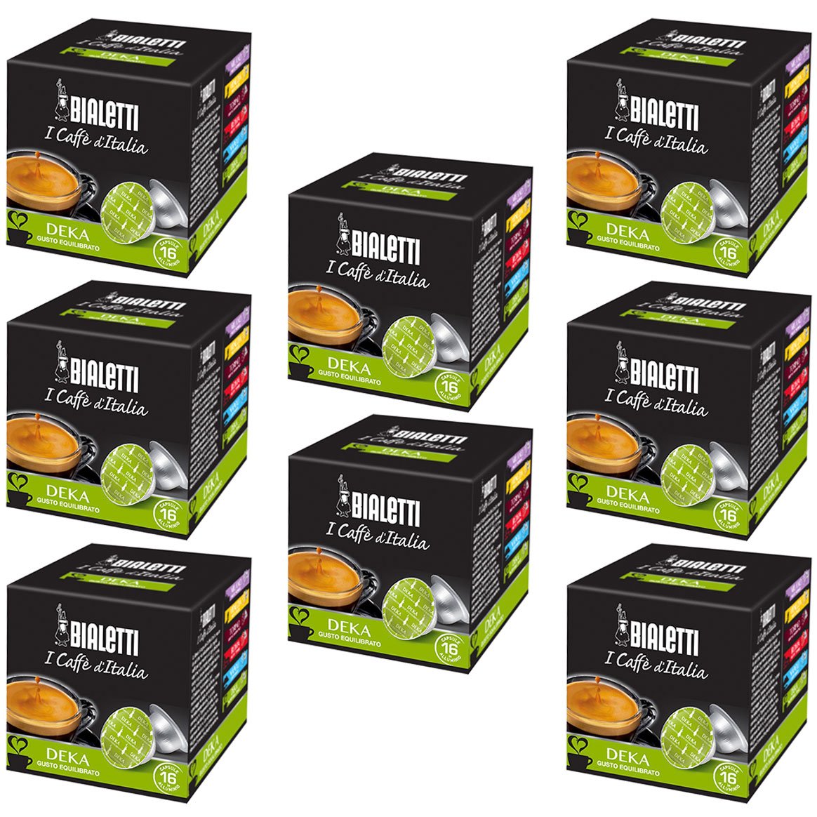 Bialetti Capsules Deka Cafè - Set 8 paquetes 16 capsulas