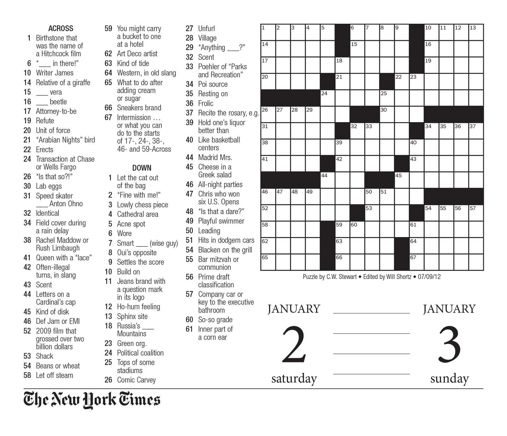 The New York Times Crossword Puzzles 2016 Day-to-Day Calendar: Edited by  Will Shortz: The New York Times: 9781449465483: Books - Amazon.ca