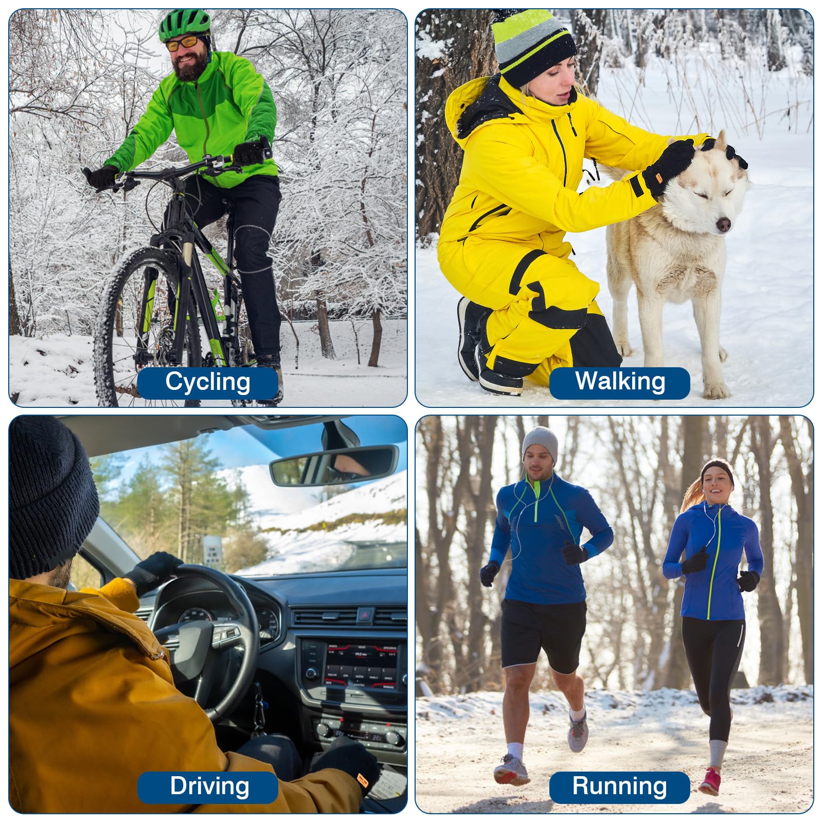 Guantes Térmicos de Invierno para Mujer, Guantes de Punto Doble con Función de Pantalla Táctil, Guantes Cálidos de Forro Polar Gruesos a Prueba de Viento para Ciclismo, Deportes al Aire Libre