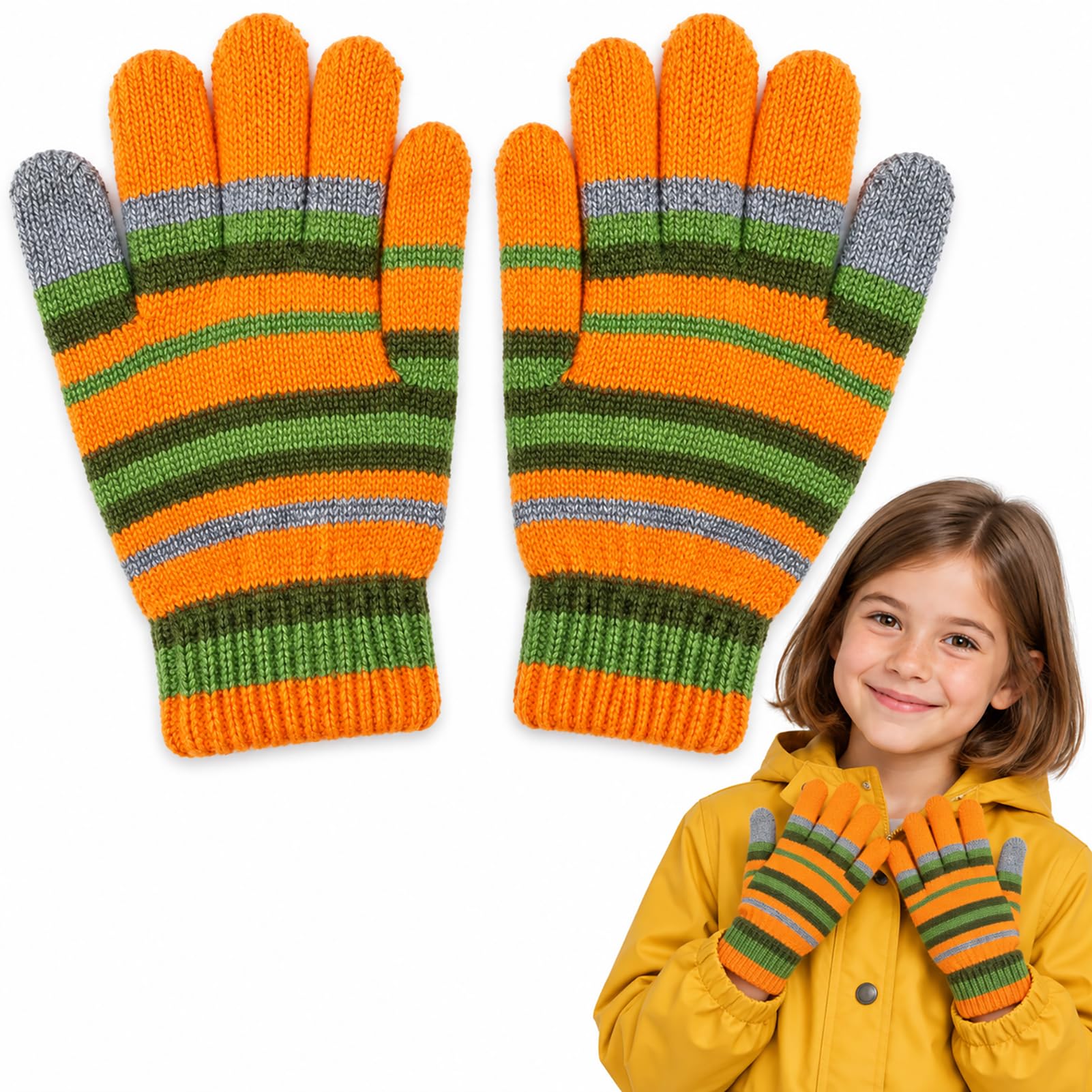 Coraline Striped Gloves Orange And Green Fuzzy Gloves Coraline Merchandise Merch Accessories Halloween Movie Cosplay Stuff, Coraline, 3-10 Years