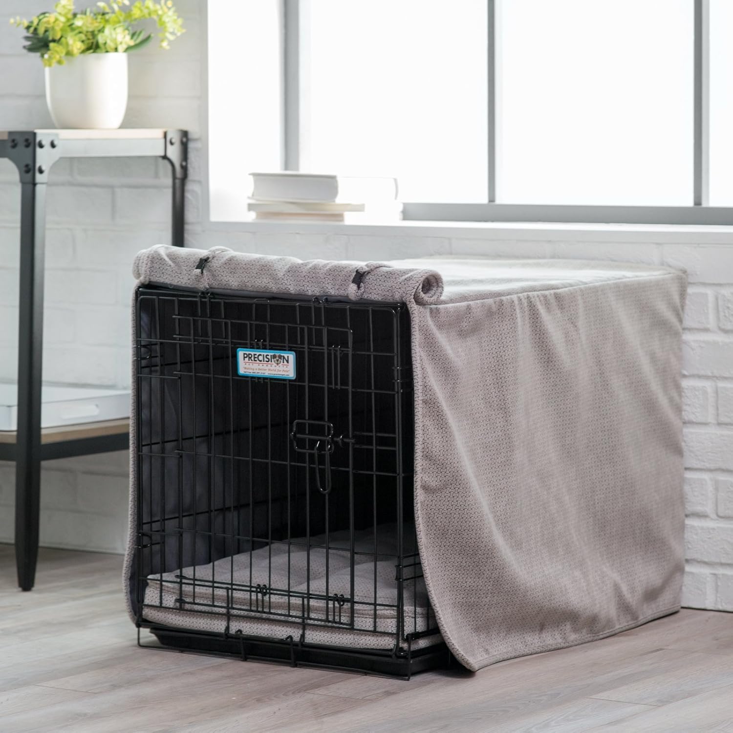 Bowsers Luxury Diam Microvelvet Dog Crate Cover Size: Medium (19" H x 30" W x 21" D), Color: Storm