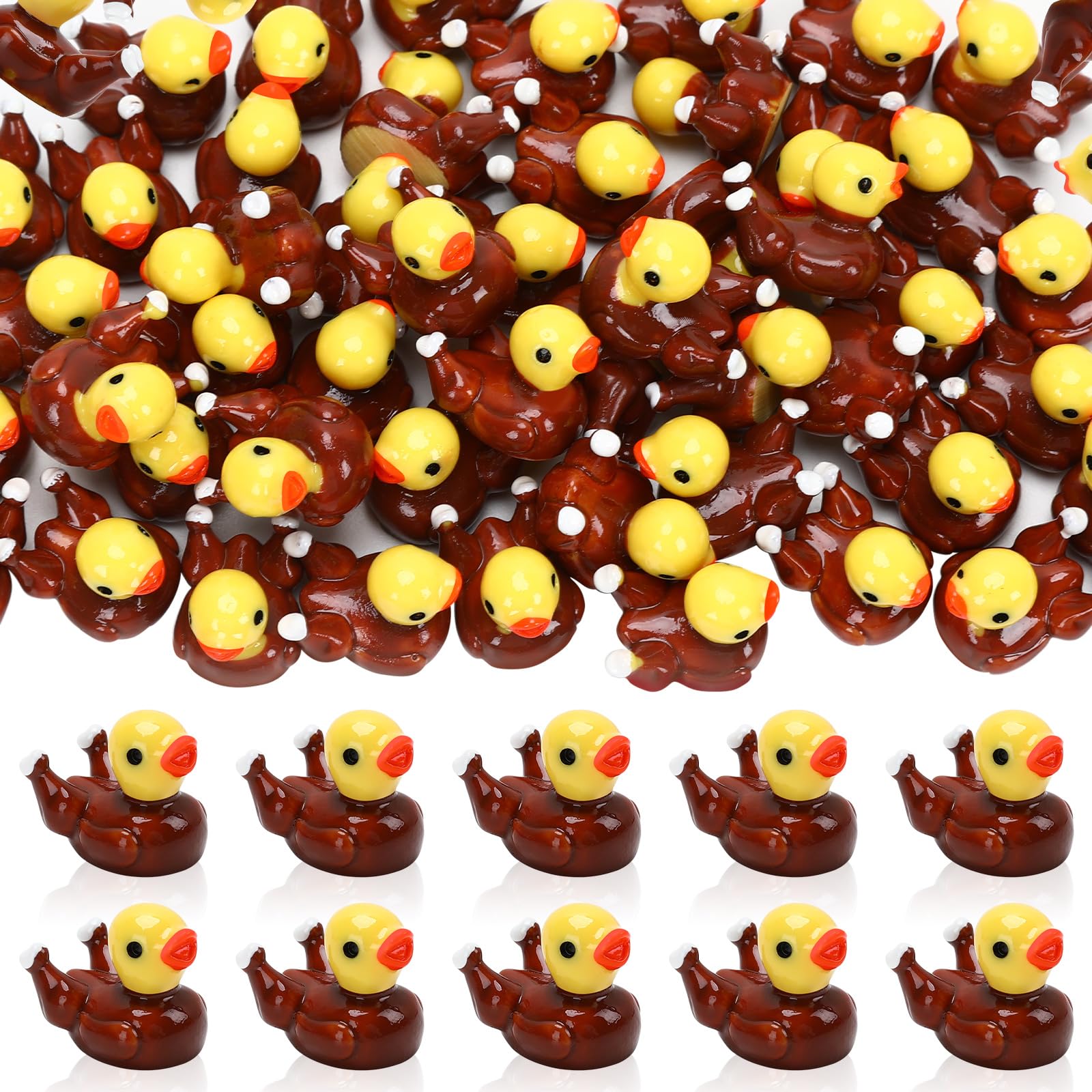 JUNEBRUSHS 50 Pcs Thanksgiving Mini Resin Turkey Ducks Fall Figurines