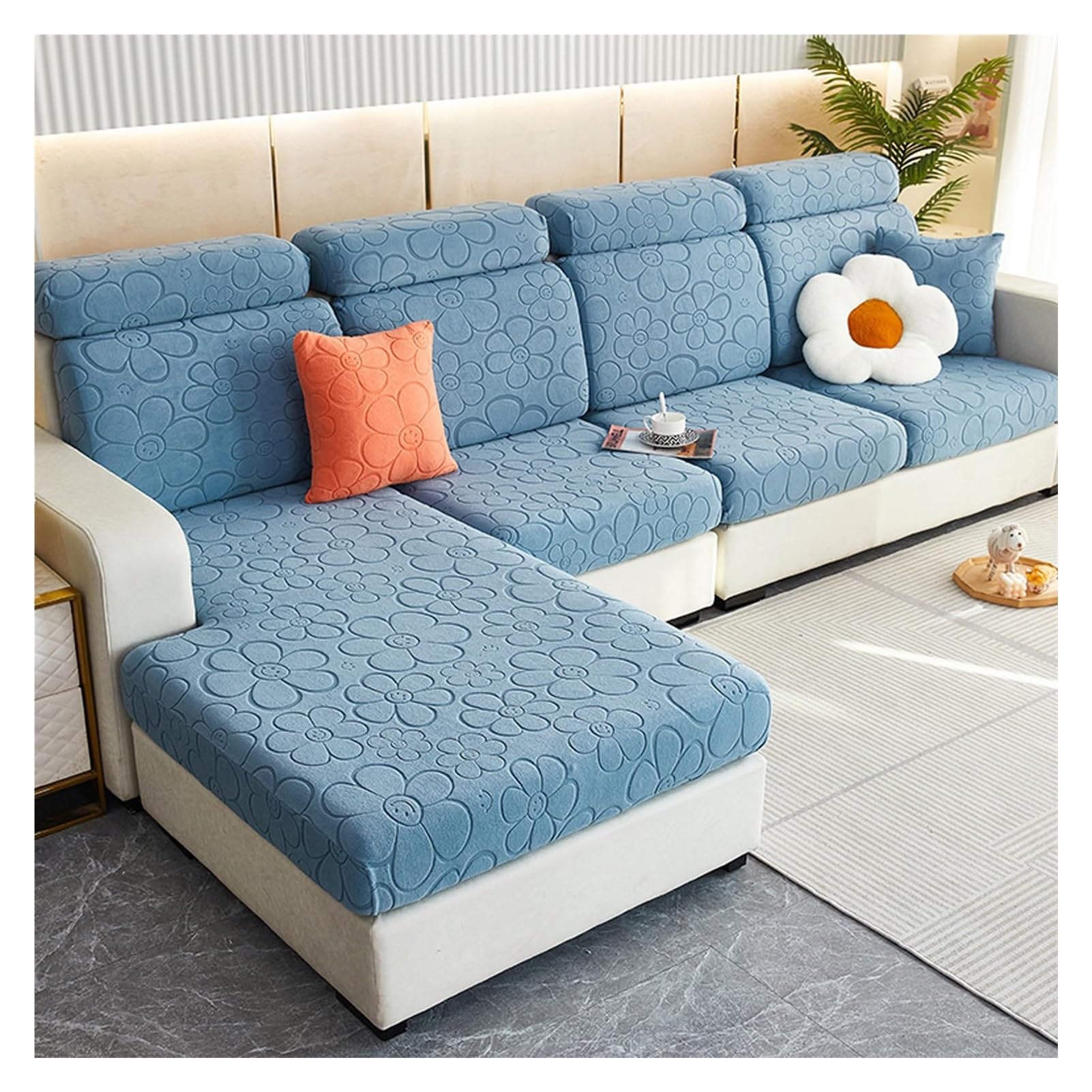 Housse de canapé universelle extensible velours protection coussin siège salon style 4