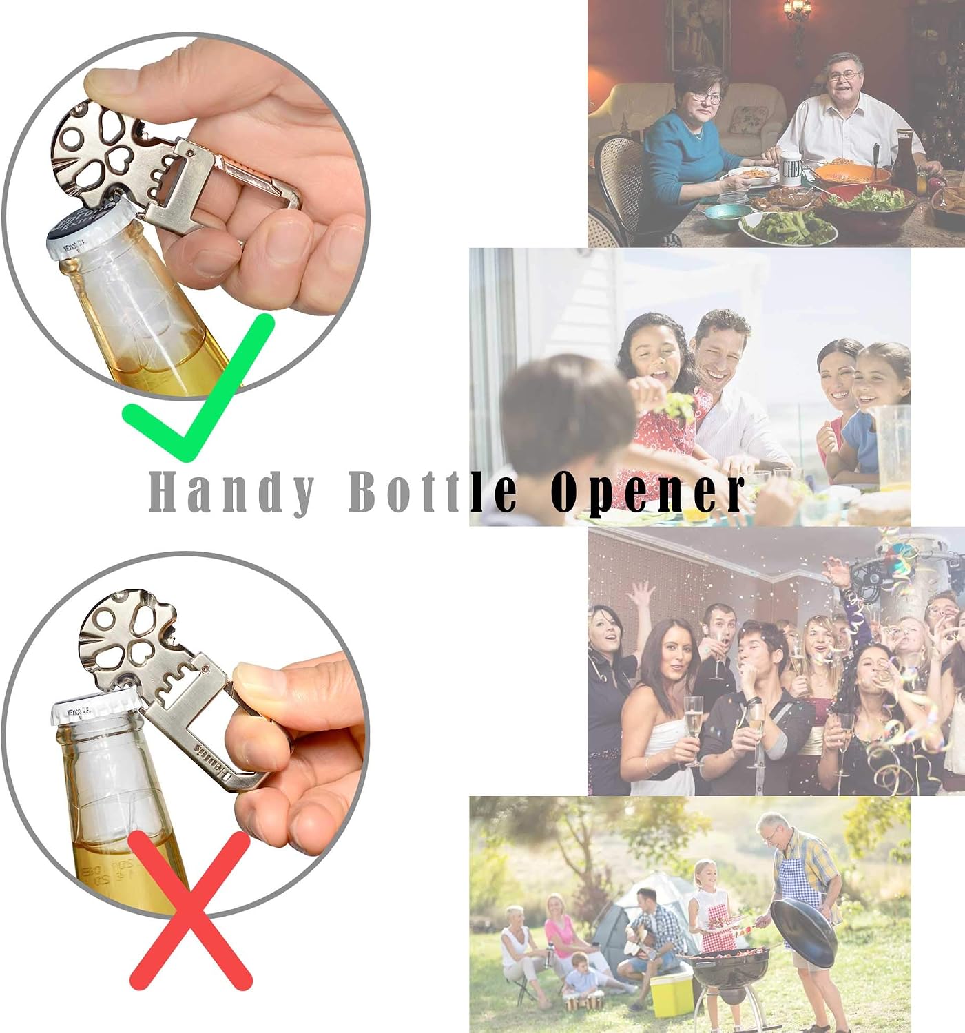 Hephis Solid Keychain with Handy Bottle Opener,Heavy Duty Key Management,Durable Car Key Chains for Men and Women(Matte Black and Gold)