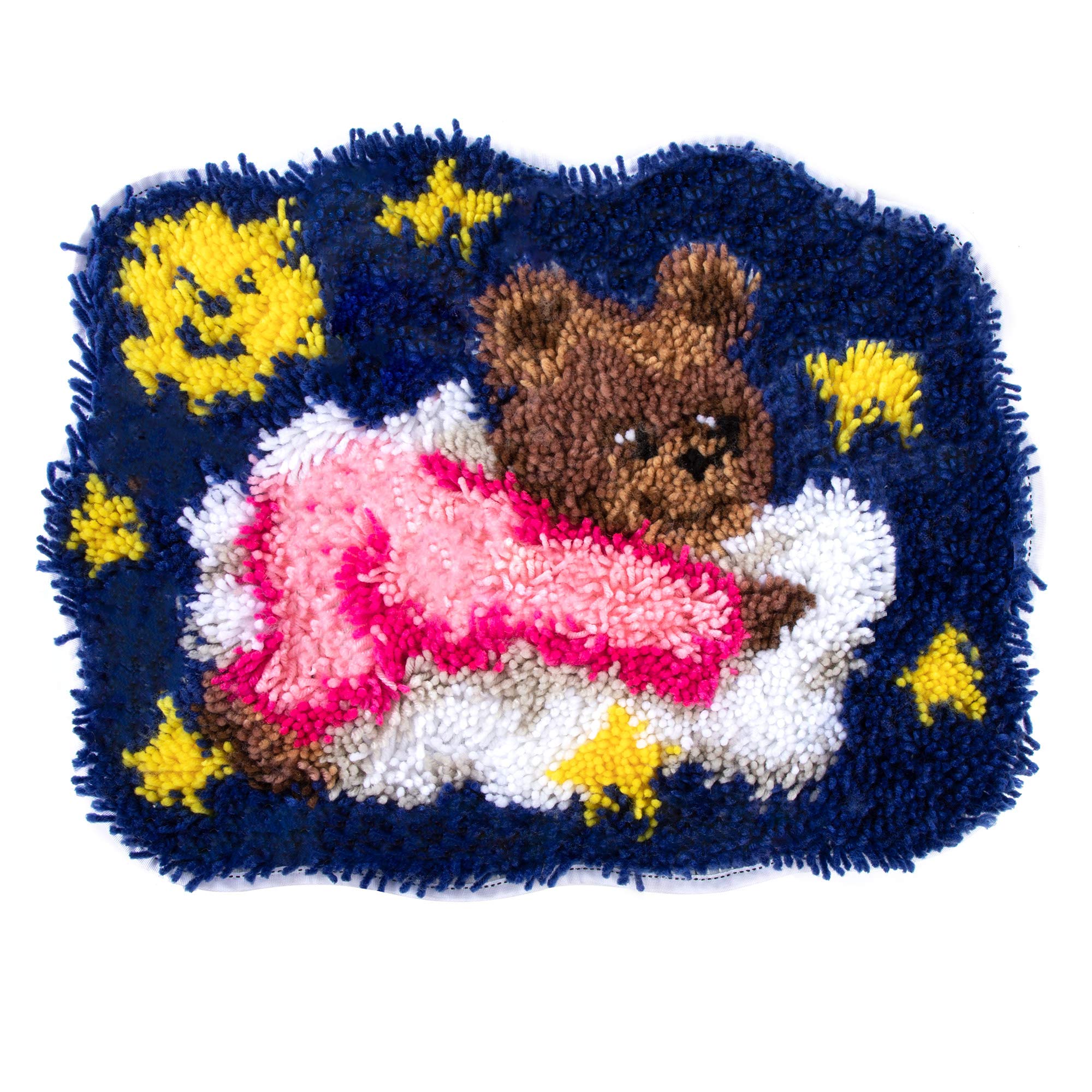 HOLEMZ Kit Gancio di Chiusura Tappeto Modello Animale del Orso Tappeto da Ricamo Fai da Te Fare Decorazioni per la Casa 19.4 inch X 14.9 inch
