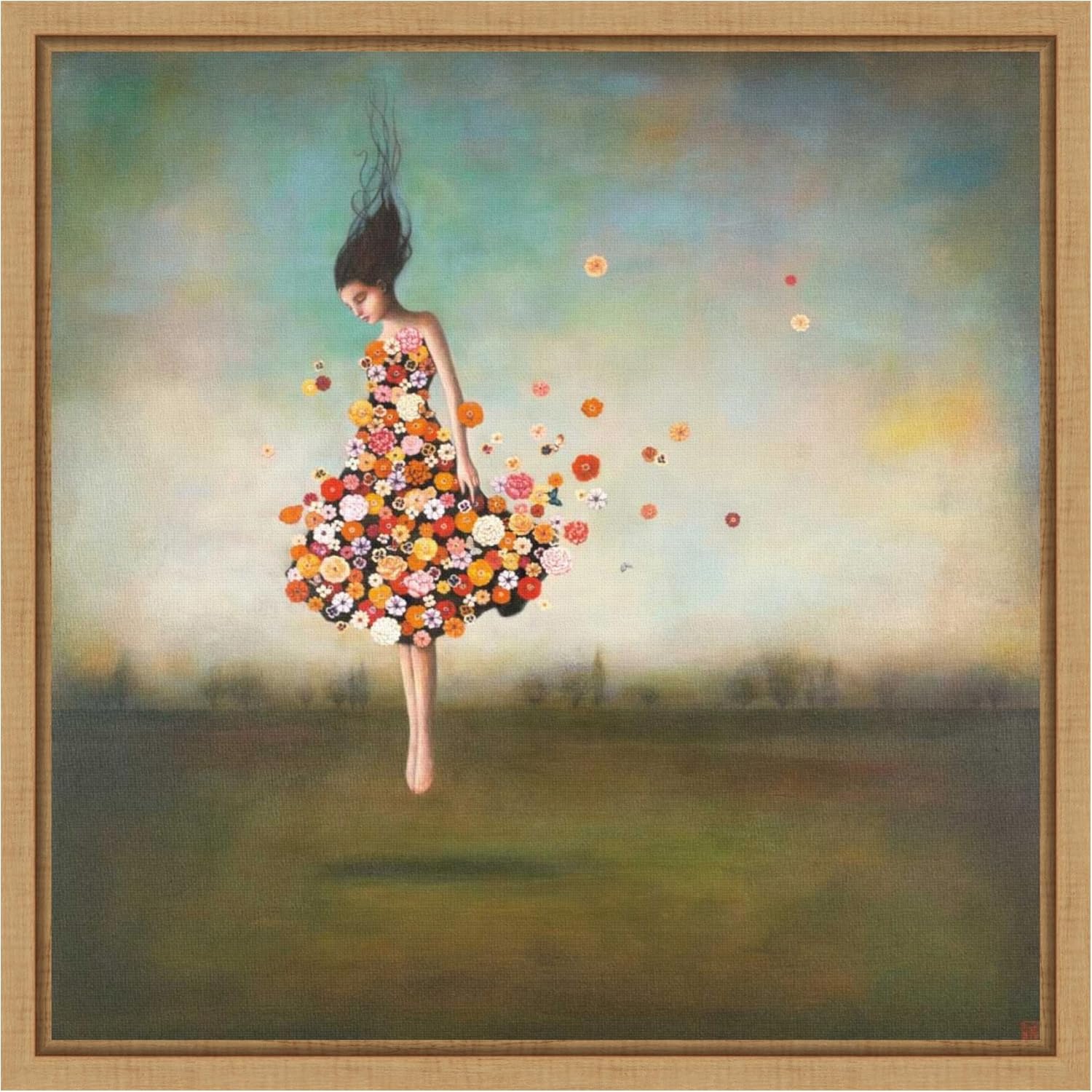 Amanti Art Framed Canvas Wall Art 16x16 Boundlessness in Bloom by Duy Huynh, Framed Wall Art Canvas, Abstract Artwork, Modern Decor, Small Poster Painting for Living Room, Bedroom, Bathroom, Kitchen,