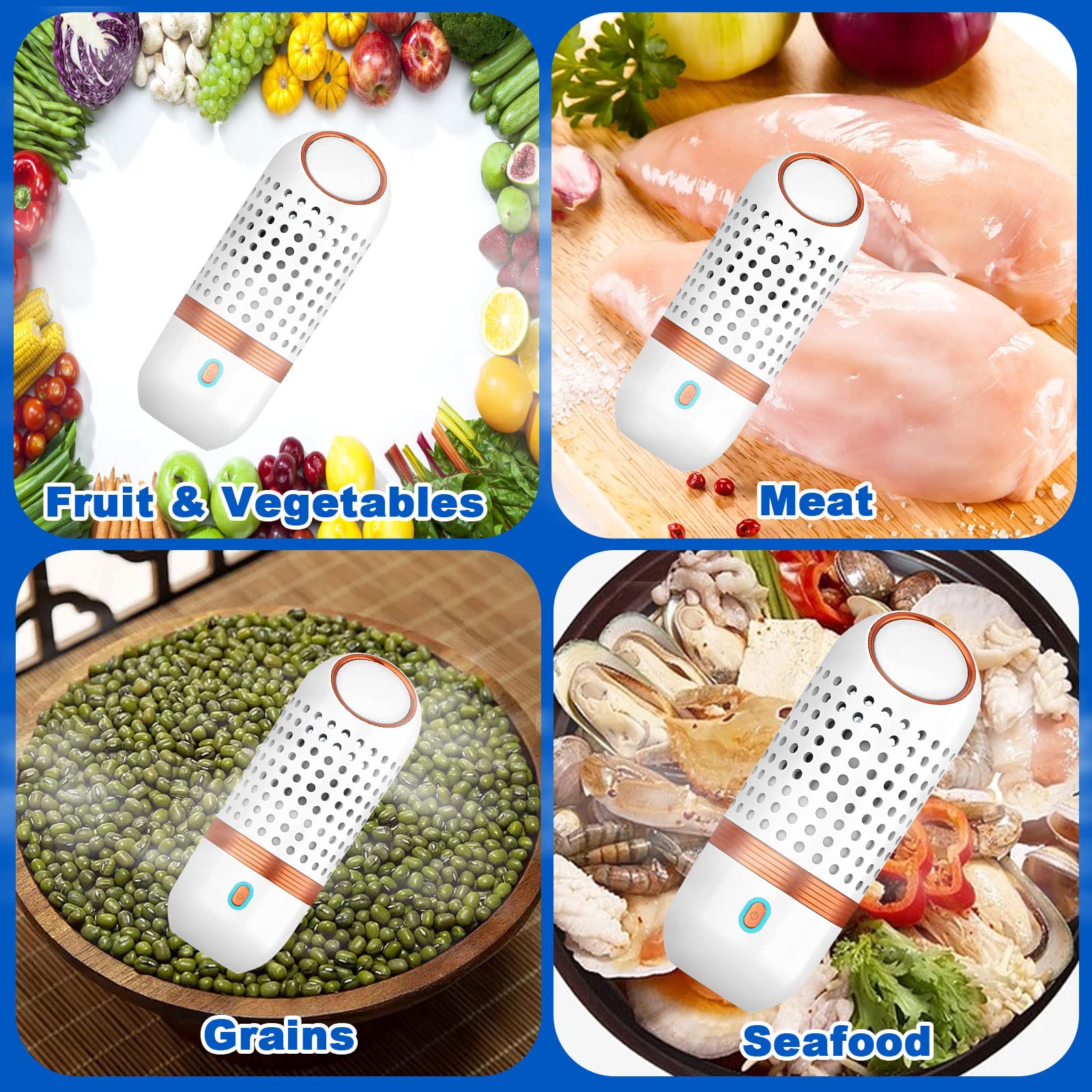 Limpiador de Frutas y Verduras, 4000 mAh Portátil Purificador de Alimentos Inalámbrico USB Charging Automático para el Hogar Mini Limpiador de Alimentos para la Limpieza de Frutas, Verduras (Blanco)