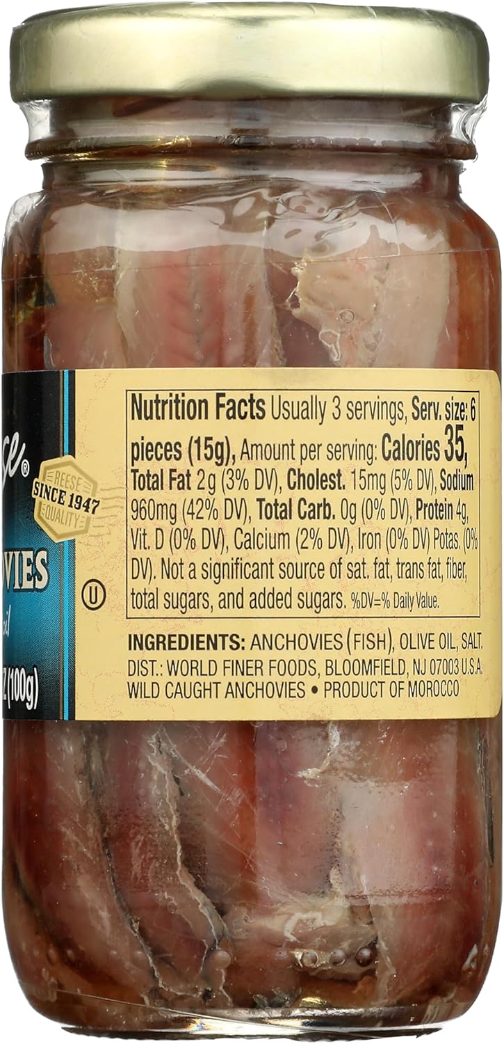 Reese Anchovy Fillets - Case of 12 - 3.5 oz.