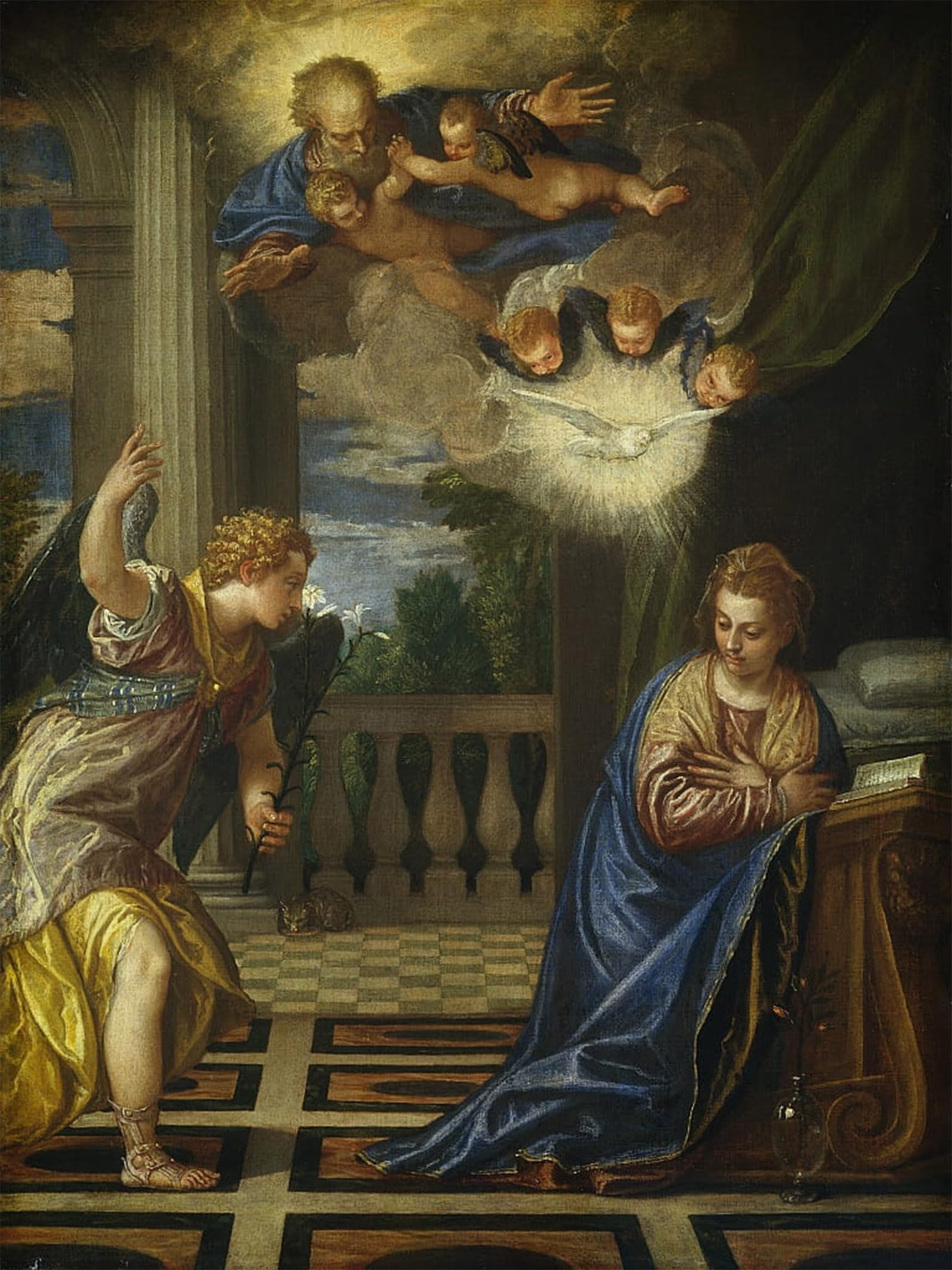 ARTXLXXBN Famous Art Print Poster Vintage Wall Art the Annunciation by Paolo Veronese Canvas Art Poster for Home Decor 60x90cm