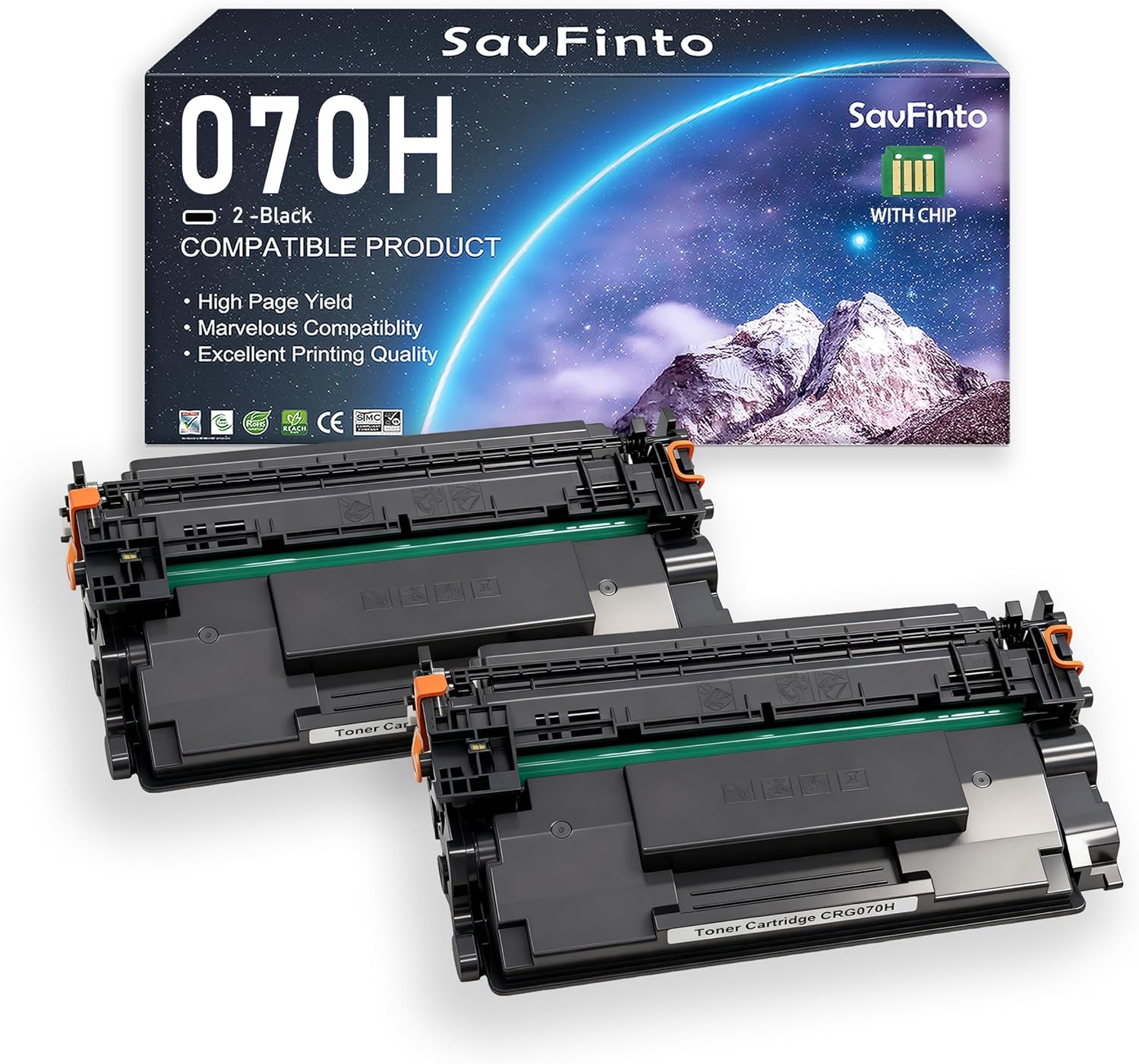 070 070H Black Toner Cartridge (High Capacity, 9500 Pages) Replacement for Canon CRG-070 CRG-070H for Canon ImageCLASS MF465dw MF462dw MF461dw LBP246dw LBP247dw LBP243dw Printers (2 Black)