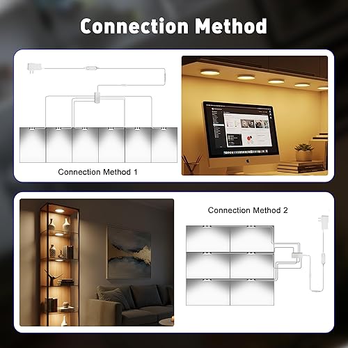 Miniatura 9 de Cefrank Luces de disco inteligentes WiFi (paquete de 6) - Kit de iluminación para debajo del gabinete controlado por Alexa y aplicación, regulable,