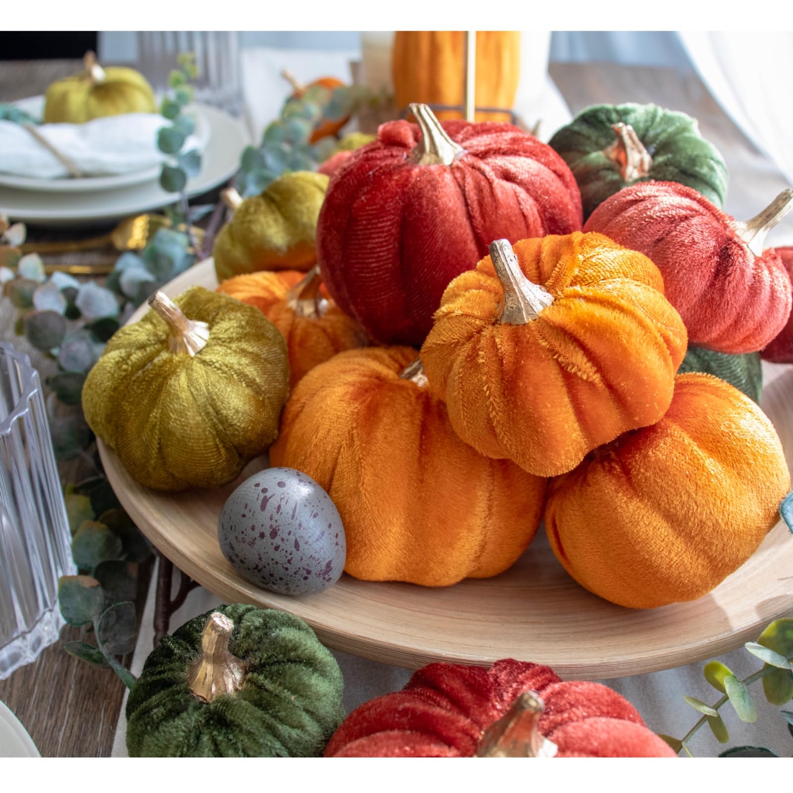 Lot De 16 Citrouilles Décoratives En Velours Et Mousse - Couleurs D'automne, Réutilisables, Pour Décoration D'intérieur