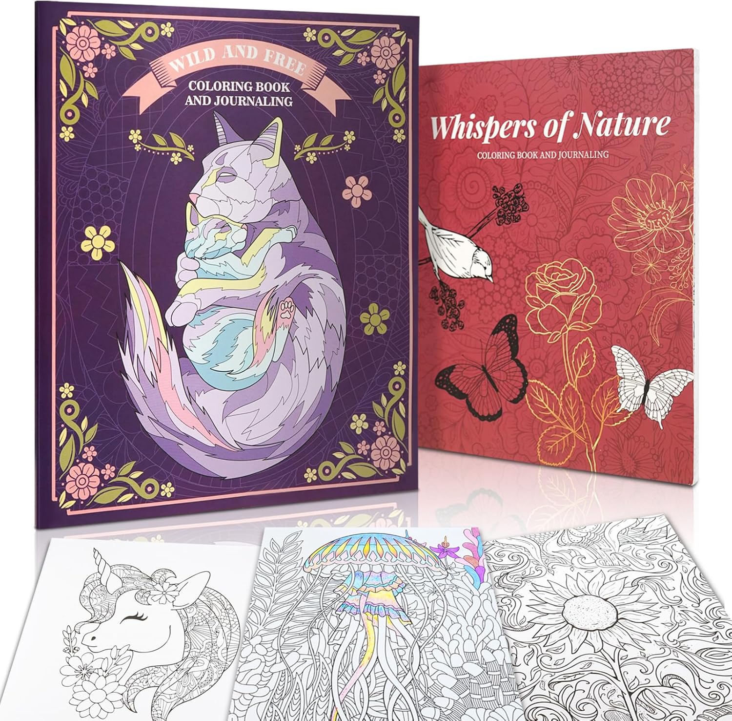 CONDA Coloring Book, 7.1 x 8.5 inches, 2 Books with Mindfulness Quotes, 96 Different Beautiful Patterns, Adult Coloring Book for Relaxation, Inspirational Books for Women Men 7.1"x8.5" 2 Pack Colorful