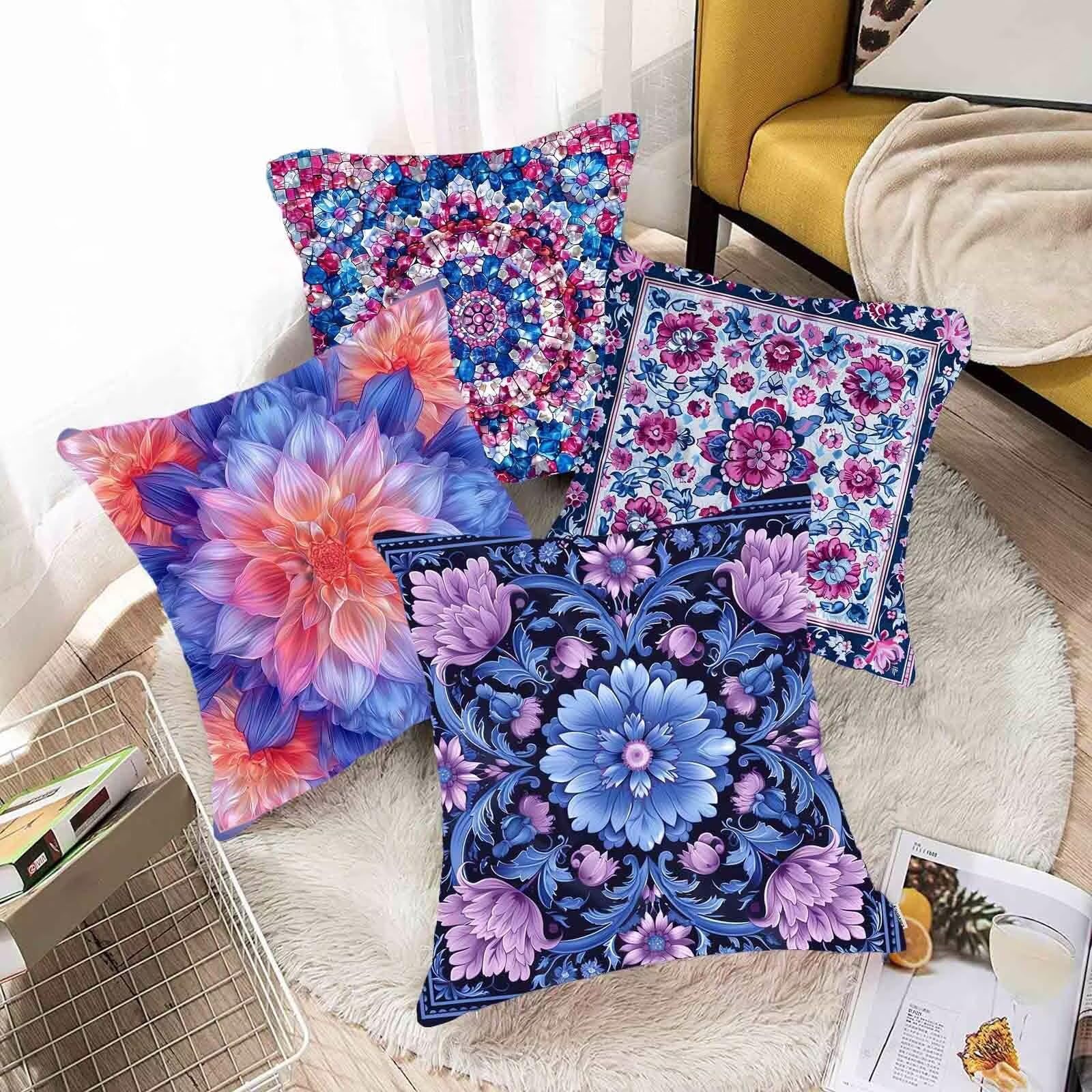 Amazon.co.jp: クッションカバー 紫 クッションカバー 65 x 65 cm 4枚
