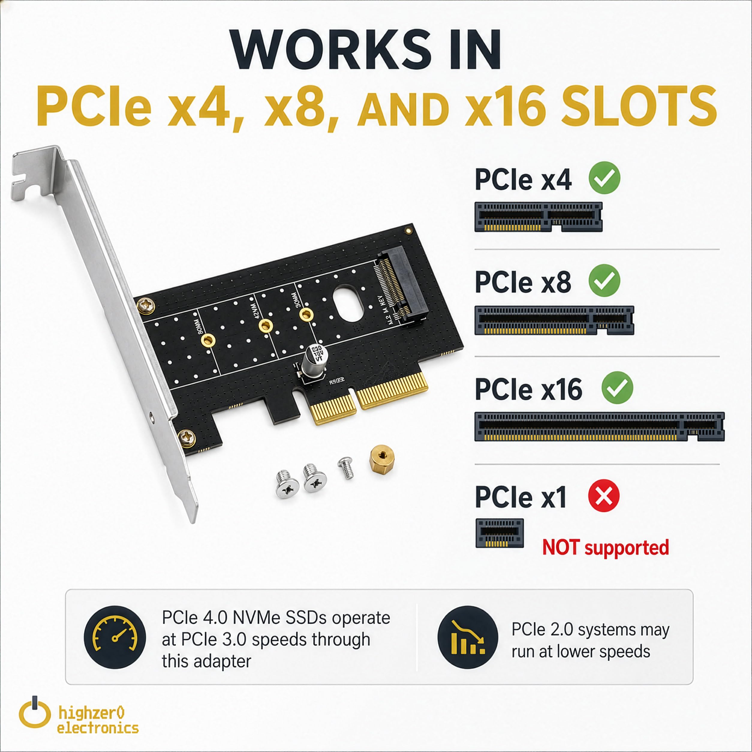 M.2 NVMe SSD NGFF to PCIE X4 Adapter M Key Interface Card Support PCI-e PCI Express 3.0 x4 2230-2280 Size M2 SSD M2 PCIE Adapter (M.2 SSD to PCIe x4)