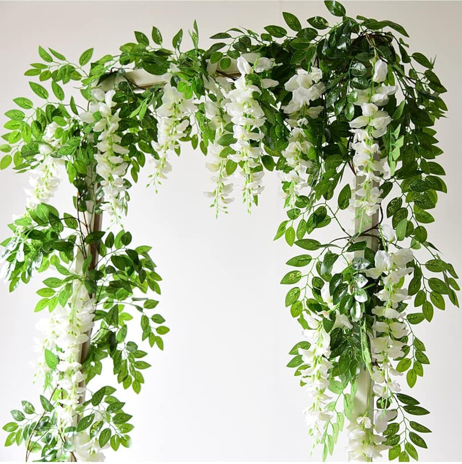 Plantes artificielles pour arche de mariage et vigne de glycine en soie blanche