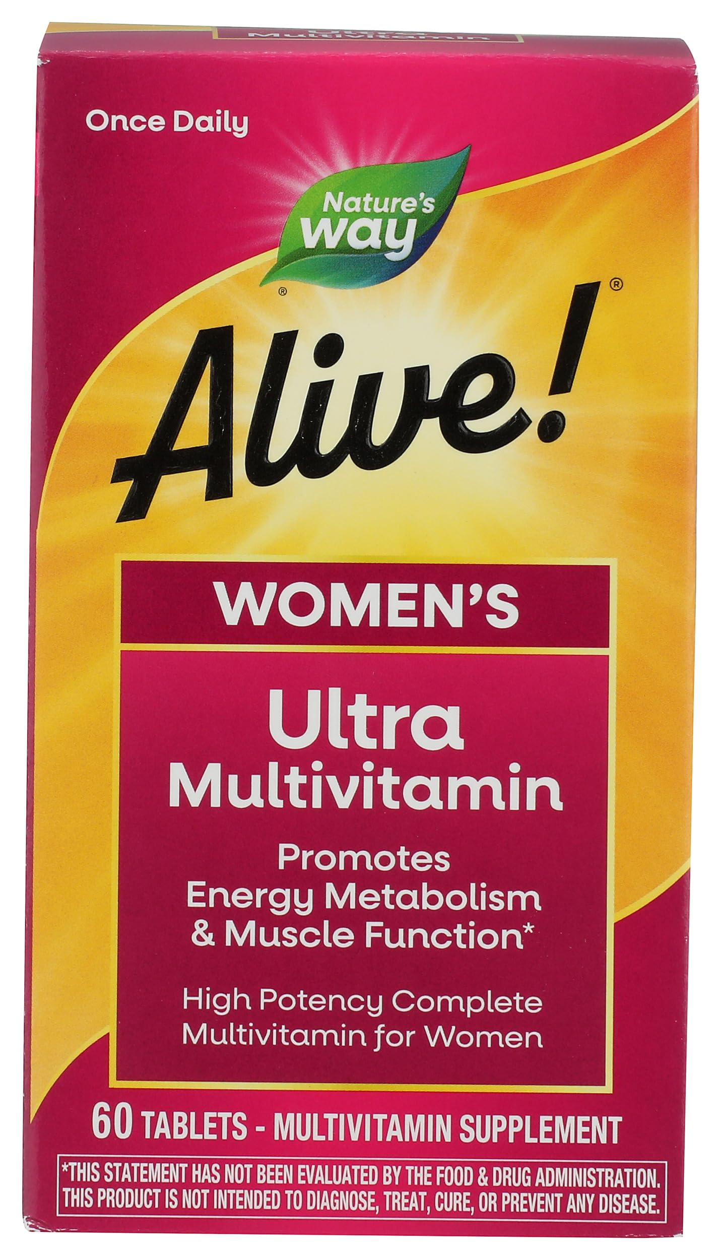 Nature's Way, Multivitamin Alive Once Daily Women Tablets, 60 Count 60 Count (Pack of 1)