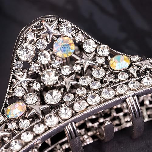 Miniatura 3 de Pinzas de metal para el cabello para mujeres y niñas, estilo retro ligero con diamantes de imitación brillantes con diamantes de imitación de