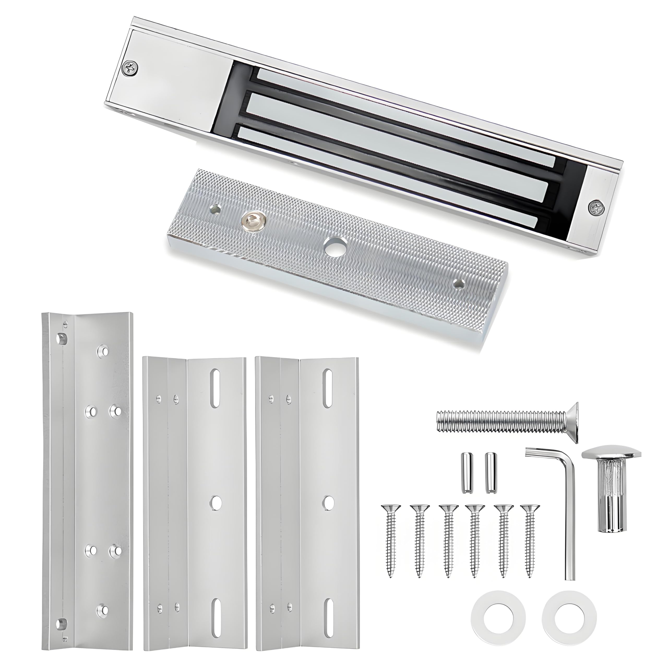Verrou électromagnétique avec supports Z/L – Force de maintien de 280 kg, résistant aux intempéries, 12 V DC Fail-Safe (NC) pour systèmes de contrôle d'accès
