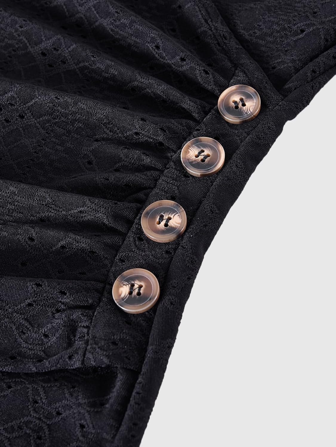 Women's Elegant Wrap V Neck T Shirts Eyelet Embroidery Ruched Long Sleeve Dressy Casual Tops - Image 4