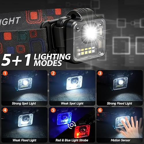 Miniatura 2 de Linterna frontal recargable, paquete de 4 unidades, 3000 lúmenes, linterna frontal brillante ultraligera, con clip, desmontable, portátil, con