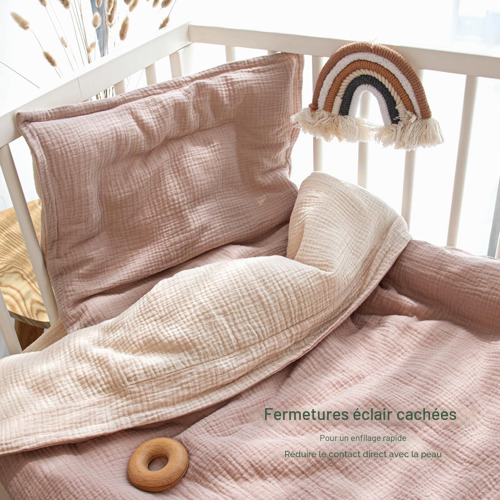 lulumoon Parure de Lit 100x135 cm : Housse de Couette 100 x 135 cm et Taie d'oreiller 40 x 60 cm, 100% Coton, Oeko-TEX, Légère et Confortable Couette lit Bebe