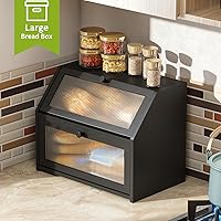 Vista 4 de BMOSU Panera grande para encimera de cocina, panera de doble capa para encimera de cocina, panera de madera de bambú con capacidad de almacenamiento