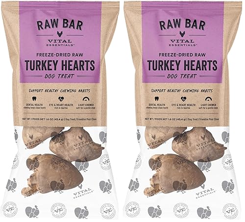 Vital Essentials RAW BAR Freeze-Dried Raw Turkey Hearts Dog Treats