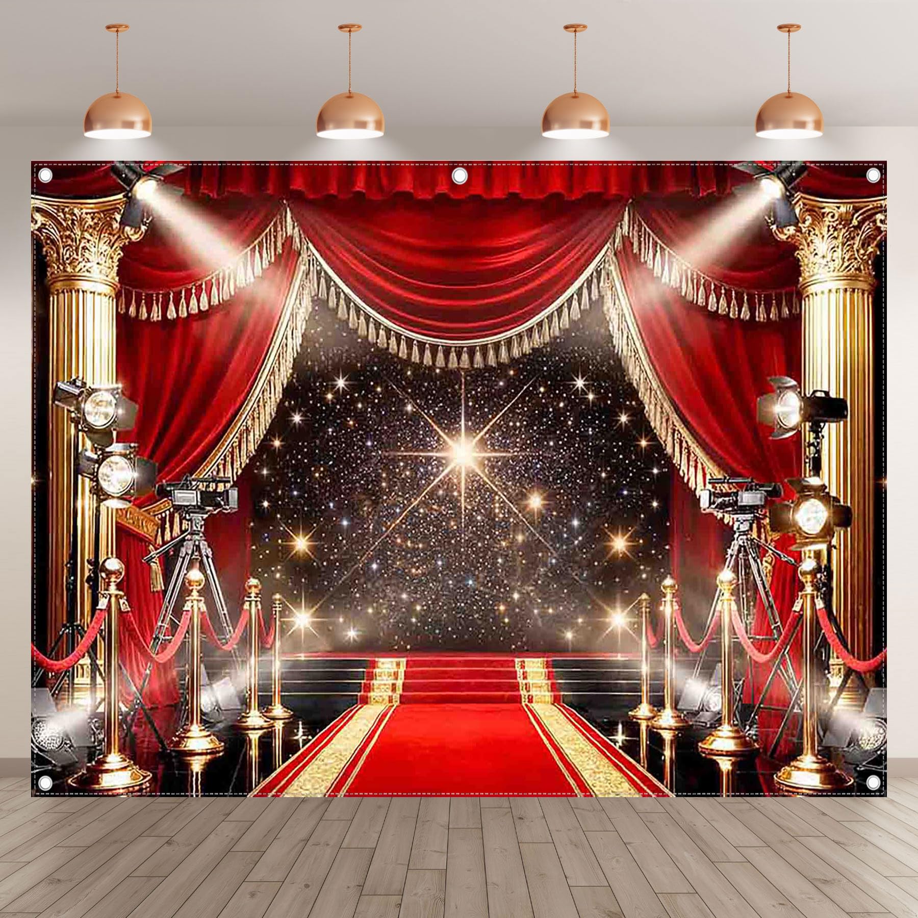 Luminora 2,43x1,8 m Toile de Fond de Événement sur Tapis Rouge Fond de Photographie Scène pour soirée cinéma en Polyester, Décoration de Fête bannière,Tapisserie Murale, Accessoires de Studio