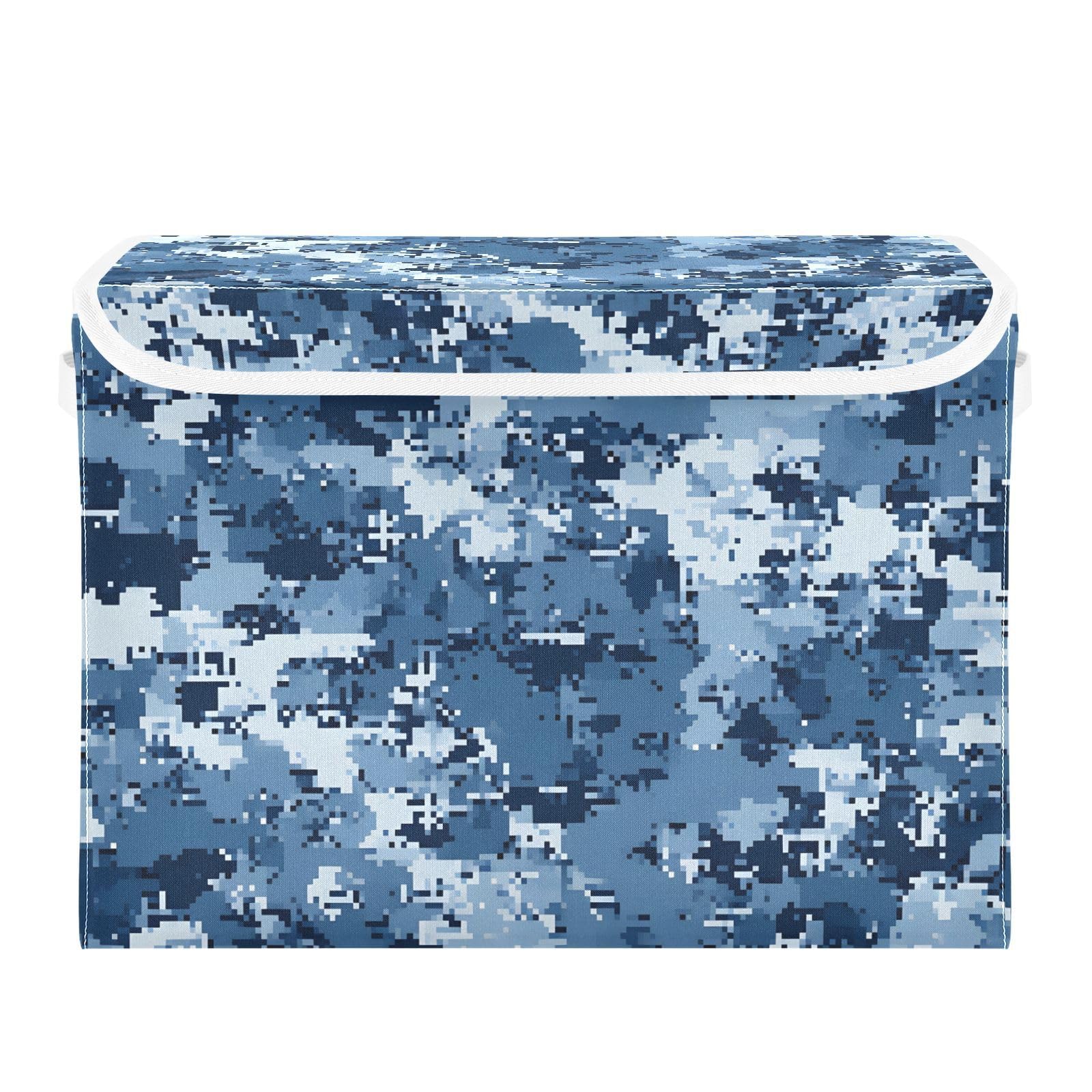 Bacs de rangement pliables pour chambre d'enfant style camouflage bleu et bac à jouets