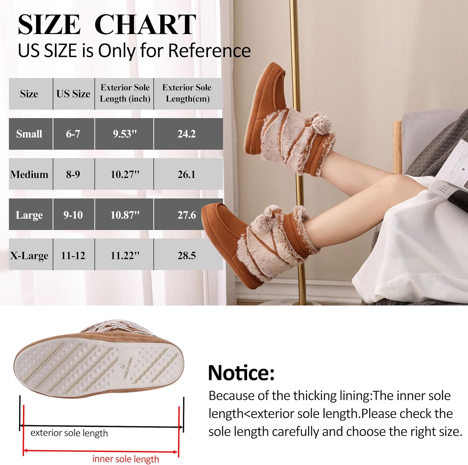 Forfoot Slipper Boots, Cozy Indoor Booties for Women Fluffy Comfortable House Shoes Fuzzy Anti-Slip Boots Winter - Image 7