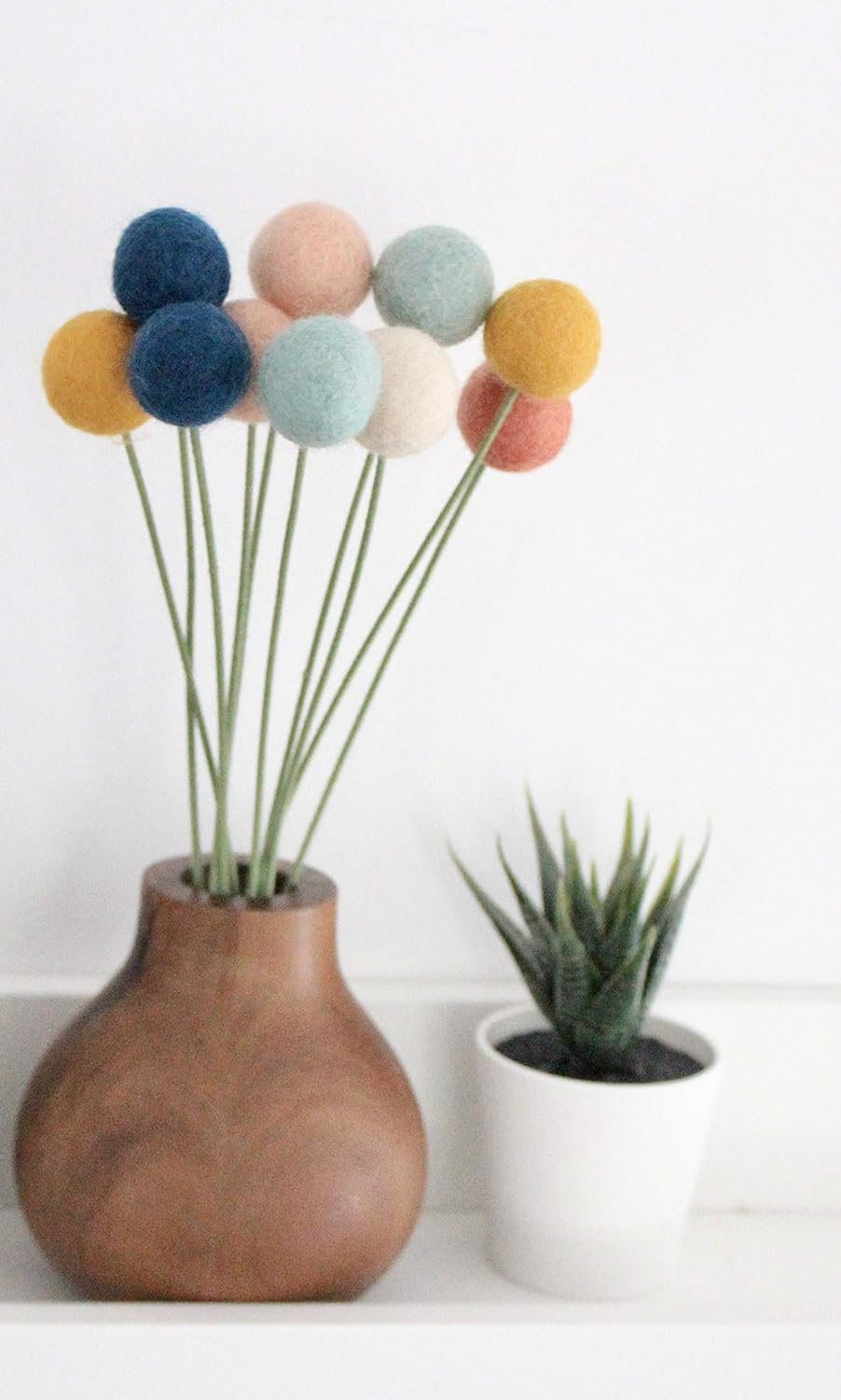 Felt Ball Flower Bouquet by Sheep Farm Felt- 9 inch stems - Choose 10 or 25 count