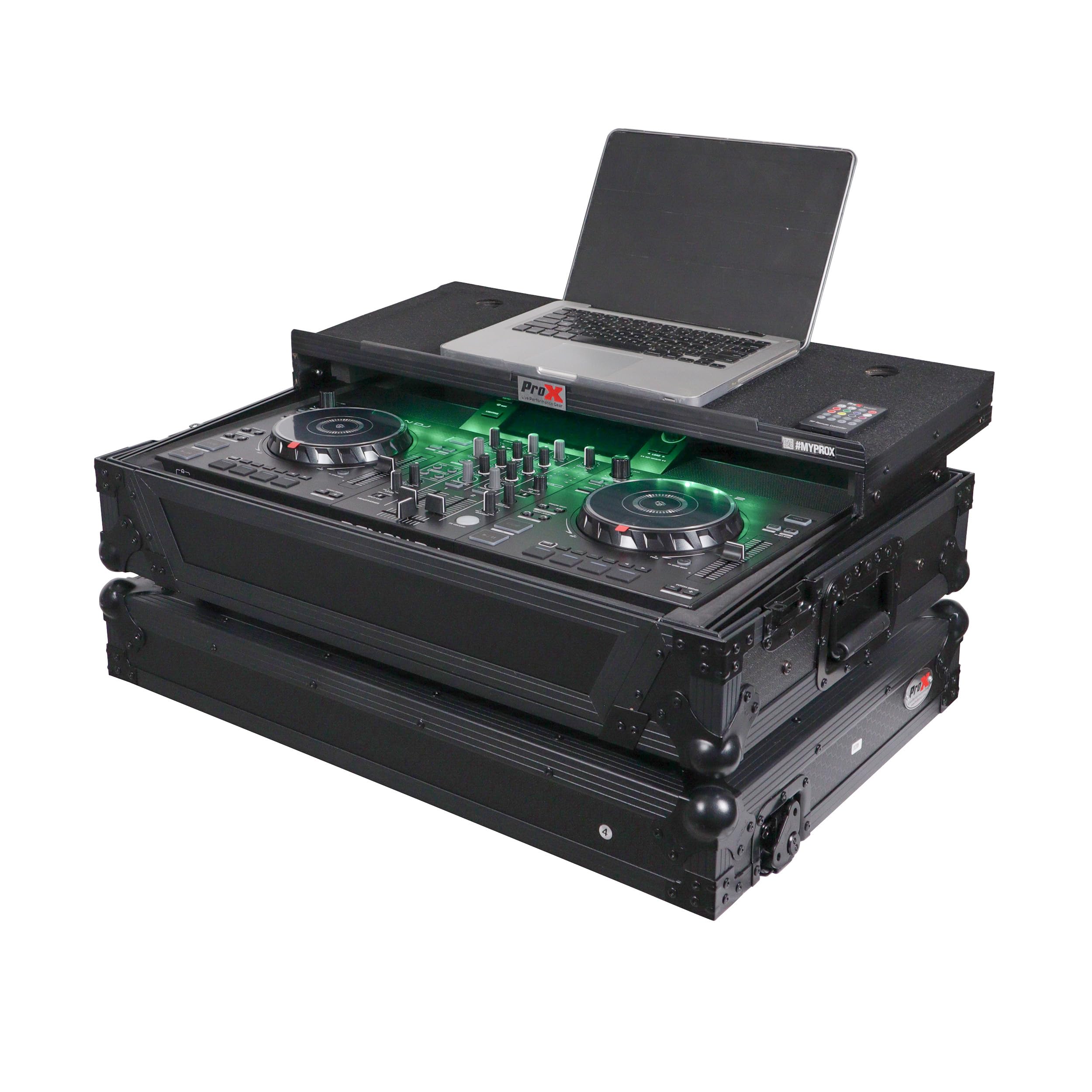 ProX XS-SCLIVE2 LTBL ATA Case For Denon SC Live 2 Control w/Shelf+Rack Space+LED, Black