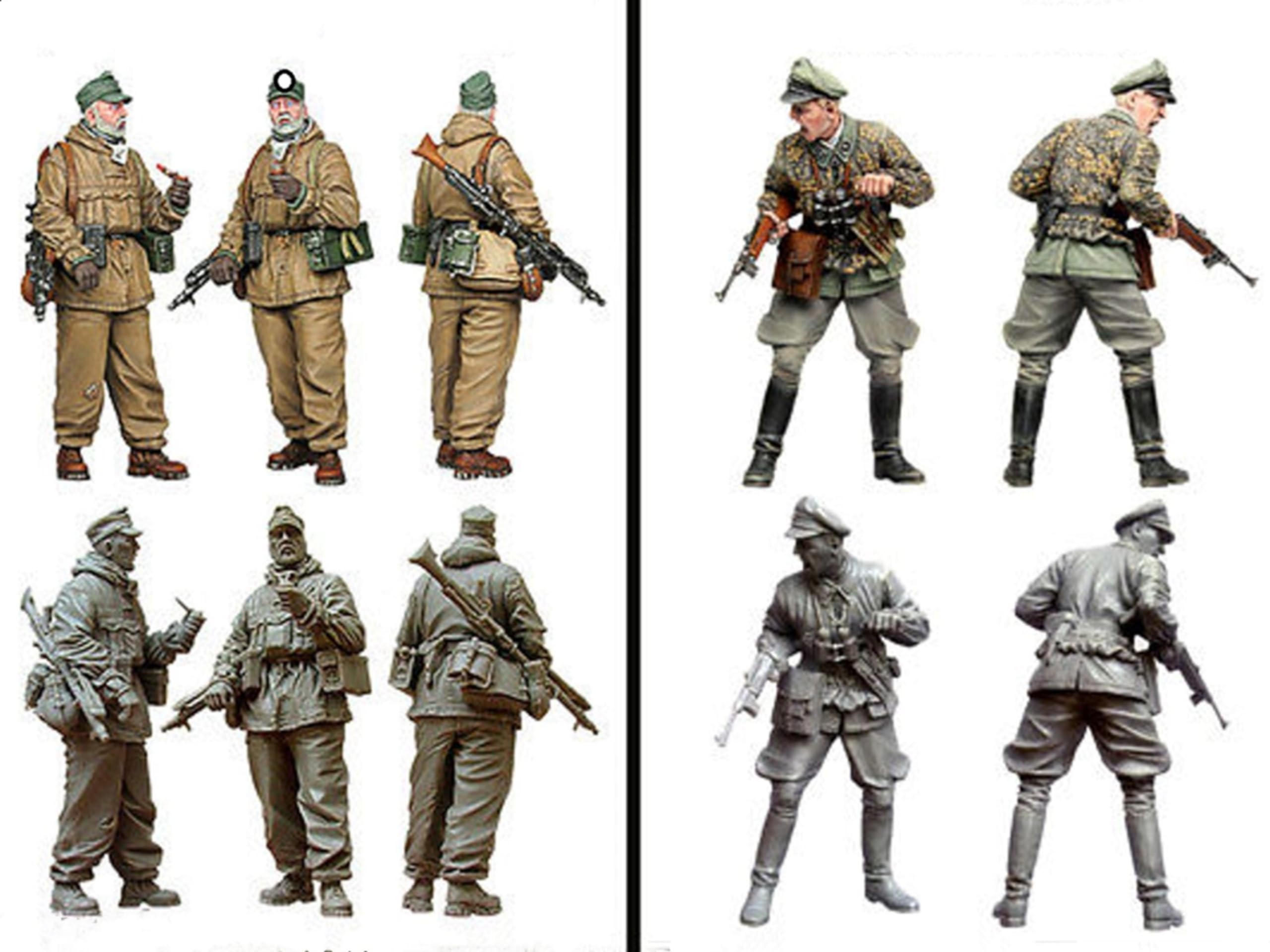Kit de modèle de figurine en résine 1/35 4 soldats allemands fantassins pas de moto WW2 non peint non assemblé - France