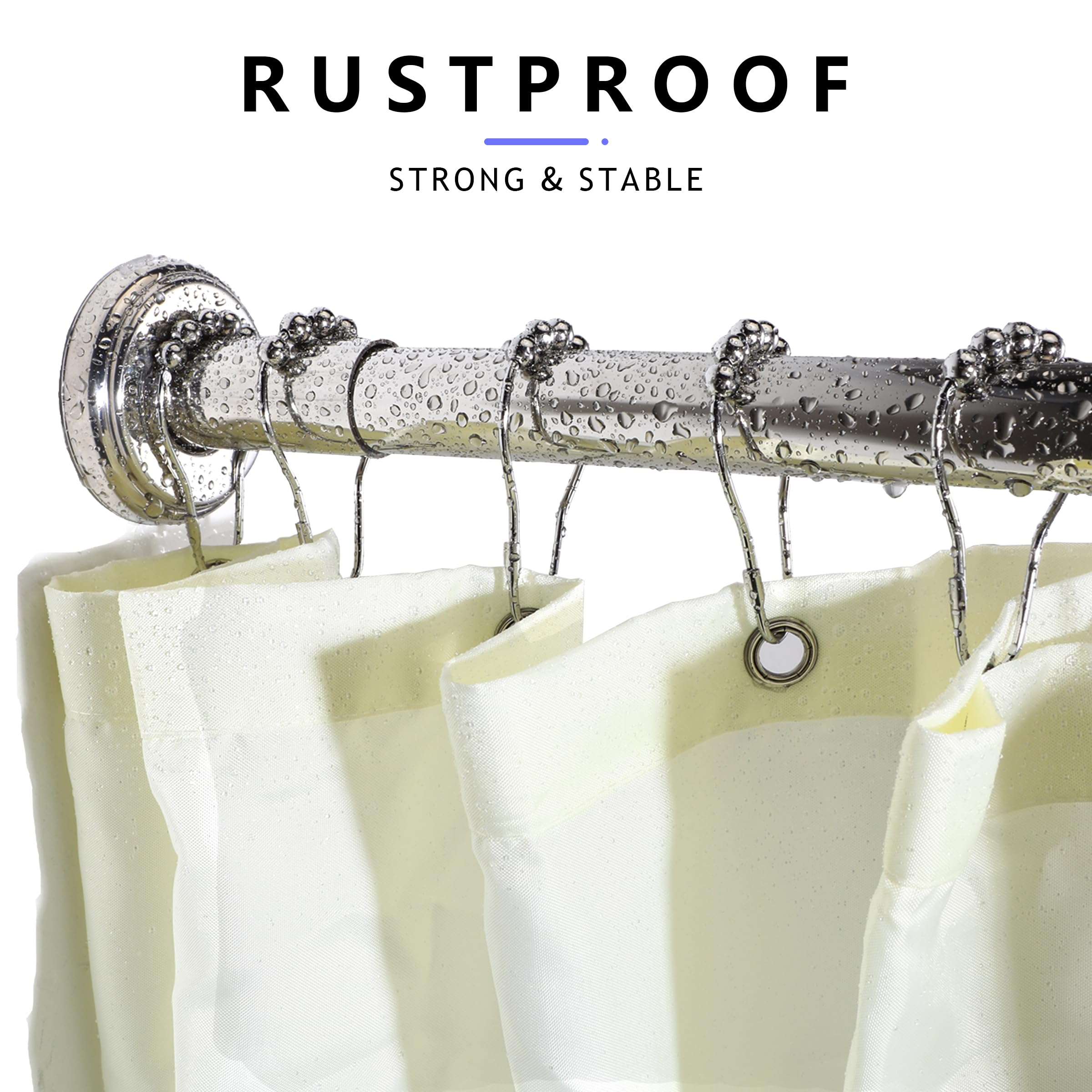 YOFOQ Shower Curtain Rail, U-Shaped, Adjustable Shower Curtain Rod 75x190x75 cm - Image 4