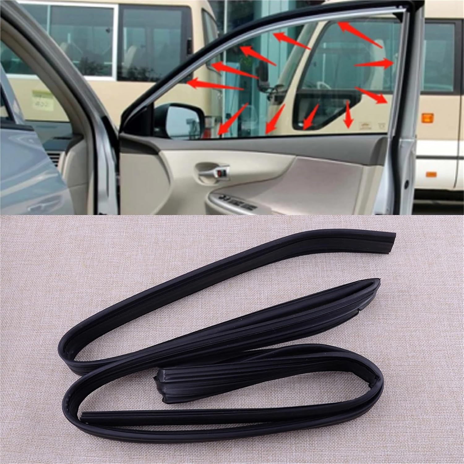 Car Front Right Door Glass Sealing Strip Fit For ZZE122 ZRE120 2013 2012 2011 2010 2009 2008 2007 2006 2005 2004